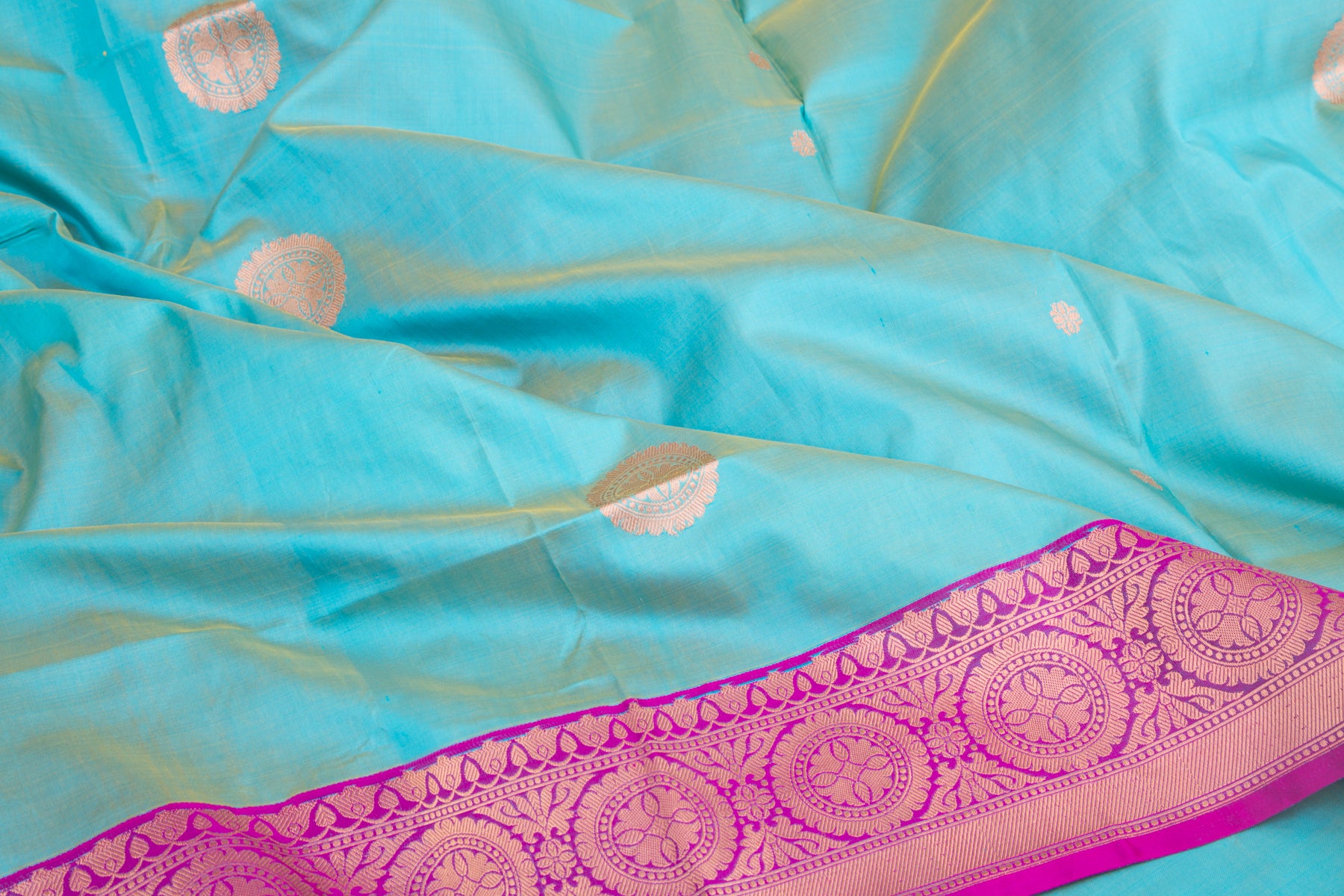Banarasi Katan Silk Butta Sky Blue Saree
