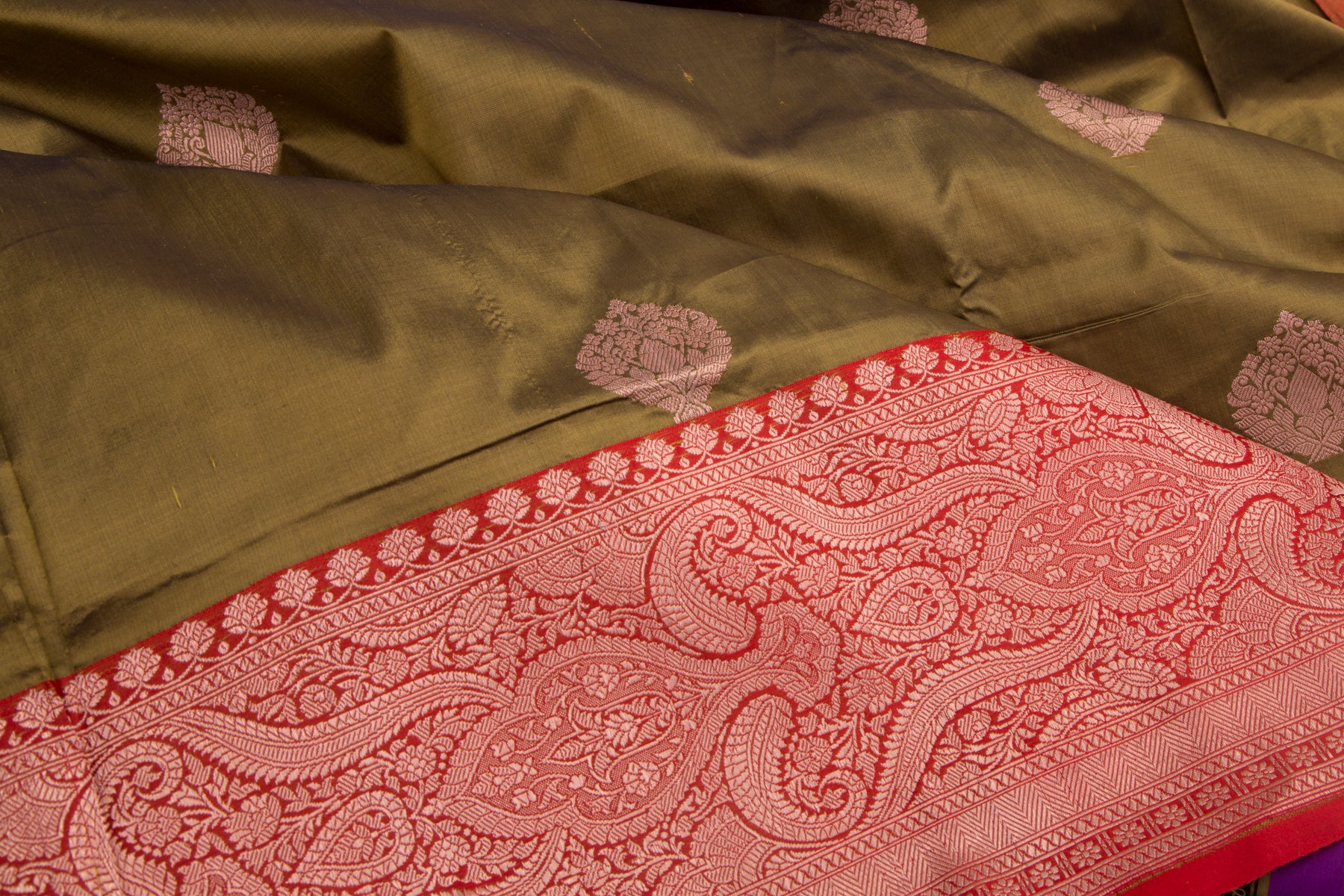 Banarasi Katan Silk Butta Green Saree