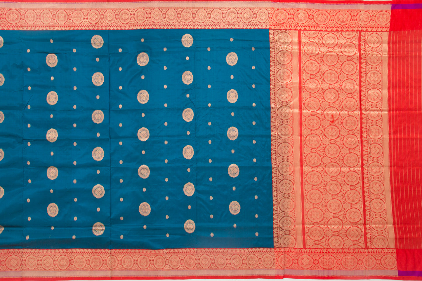 Banarasi Katan Silk Butta Peacock Blue Saree