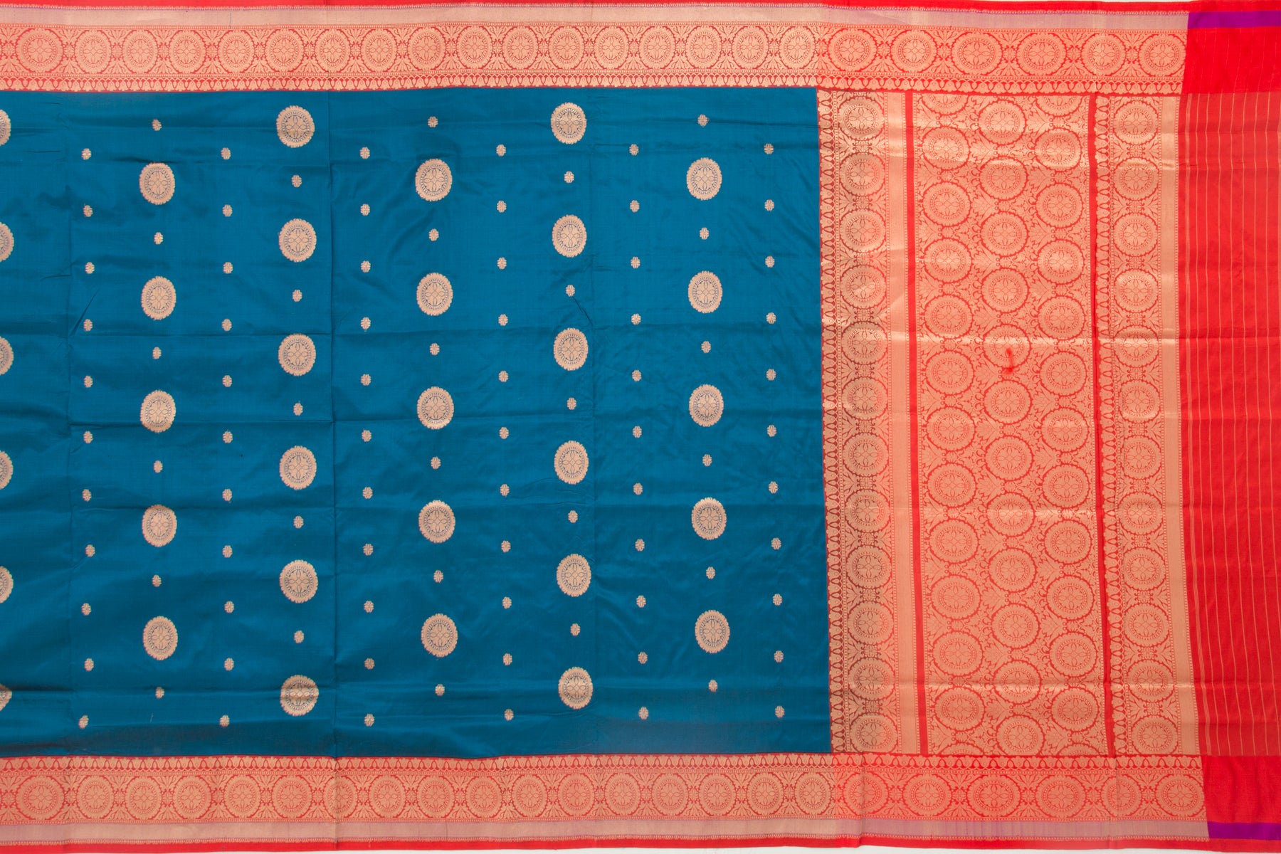 Banarasi Katan Silk Butta Peacock Blue Saree