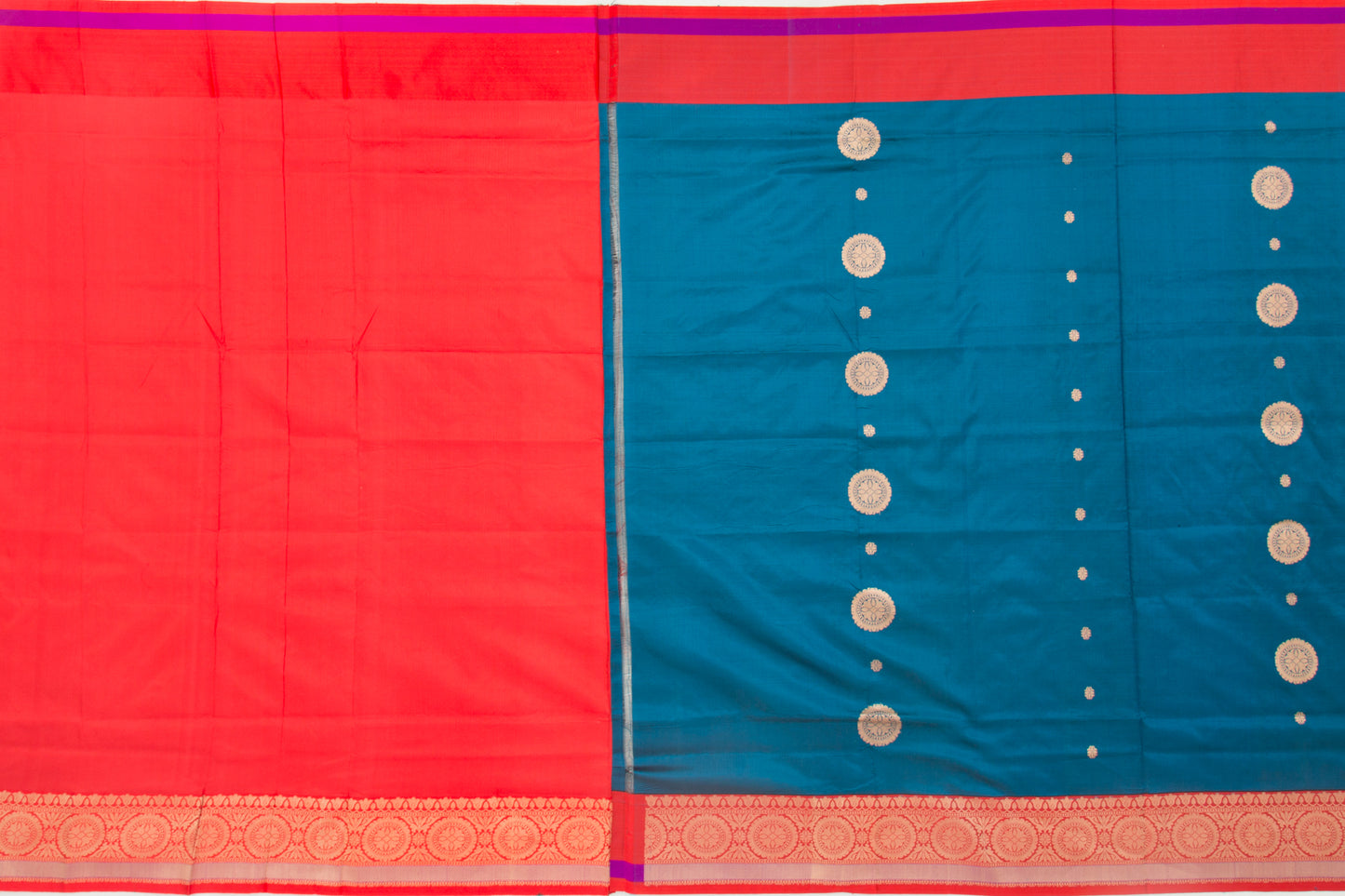 Banarasi Katan Silk Butta Peacock Blue Saree