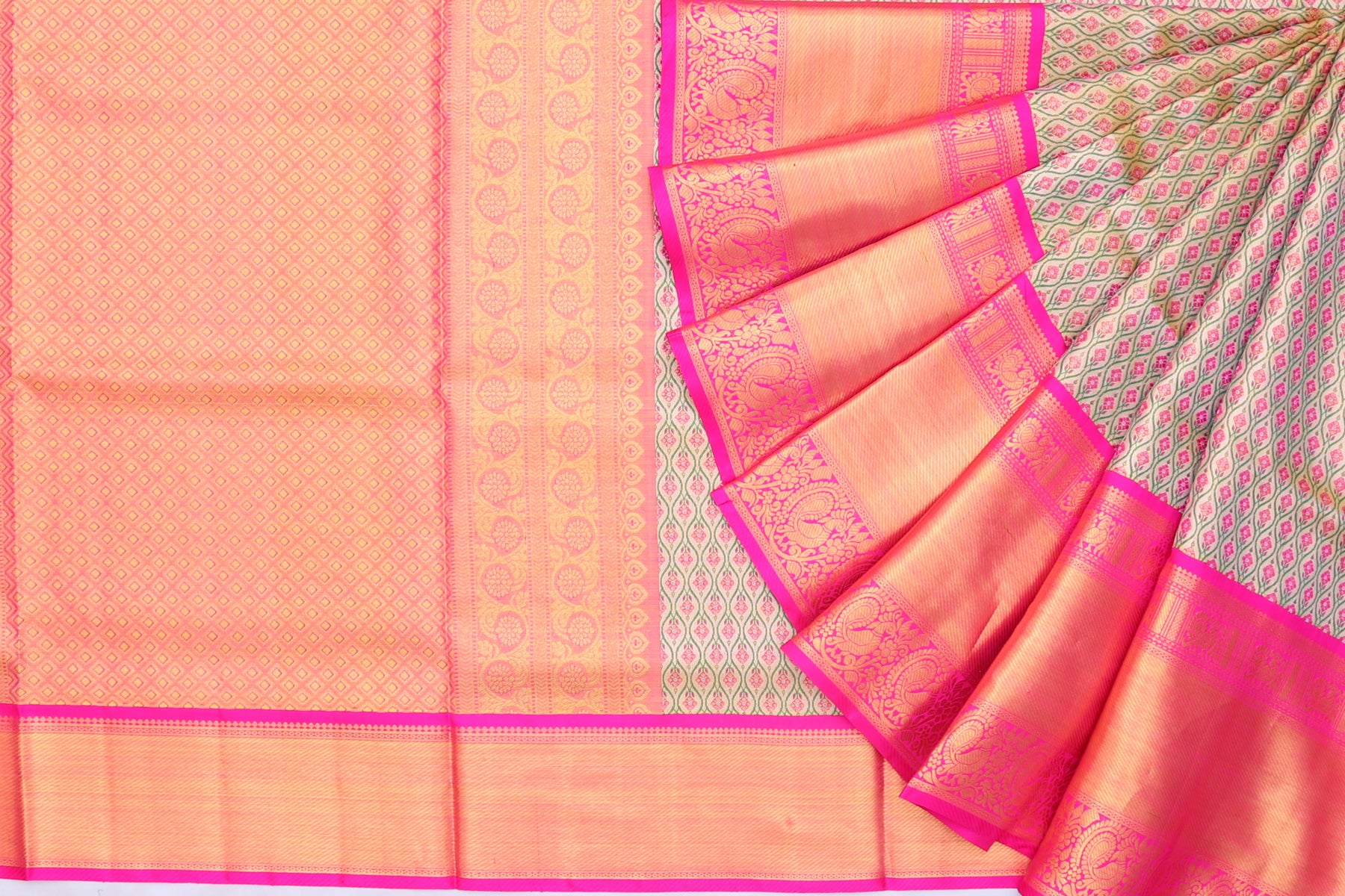 Kanchipuram Silk Tissue Brocade Gold Saree