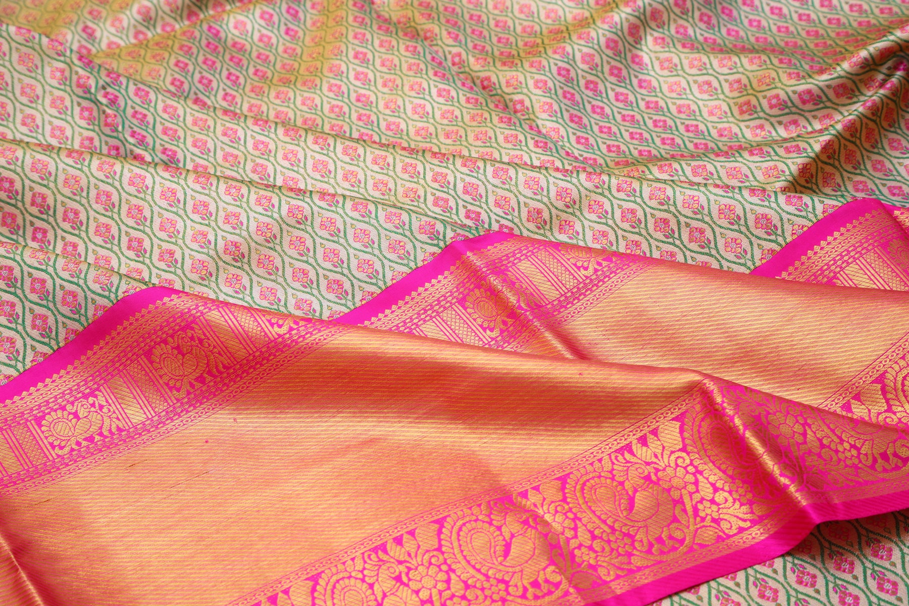 Kanchipuram Silk Tissue Brocade Gold Saree