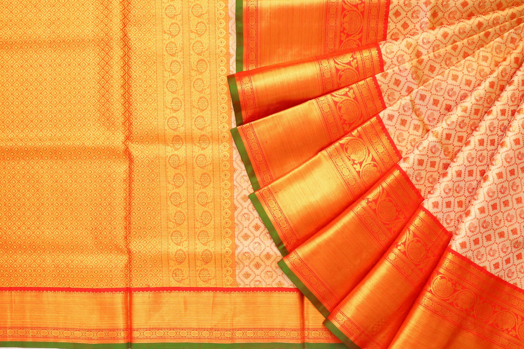 Kanchipuram Silk Tissue Brocade Gold Saree