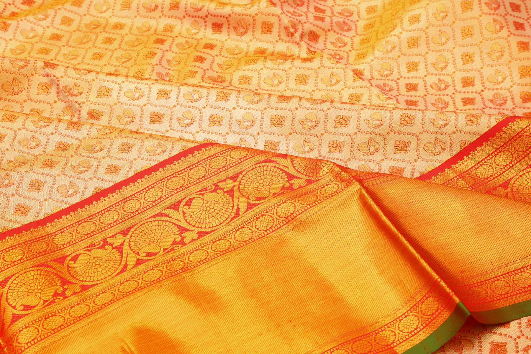 Kanchipuram Silk Tissue Brocade Gold Saree