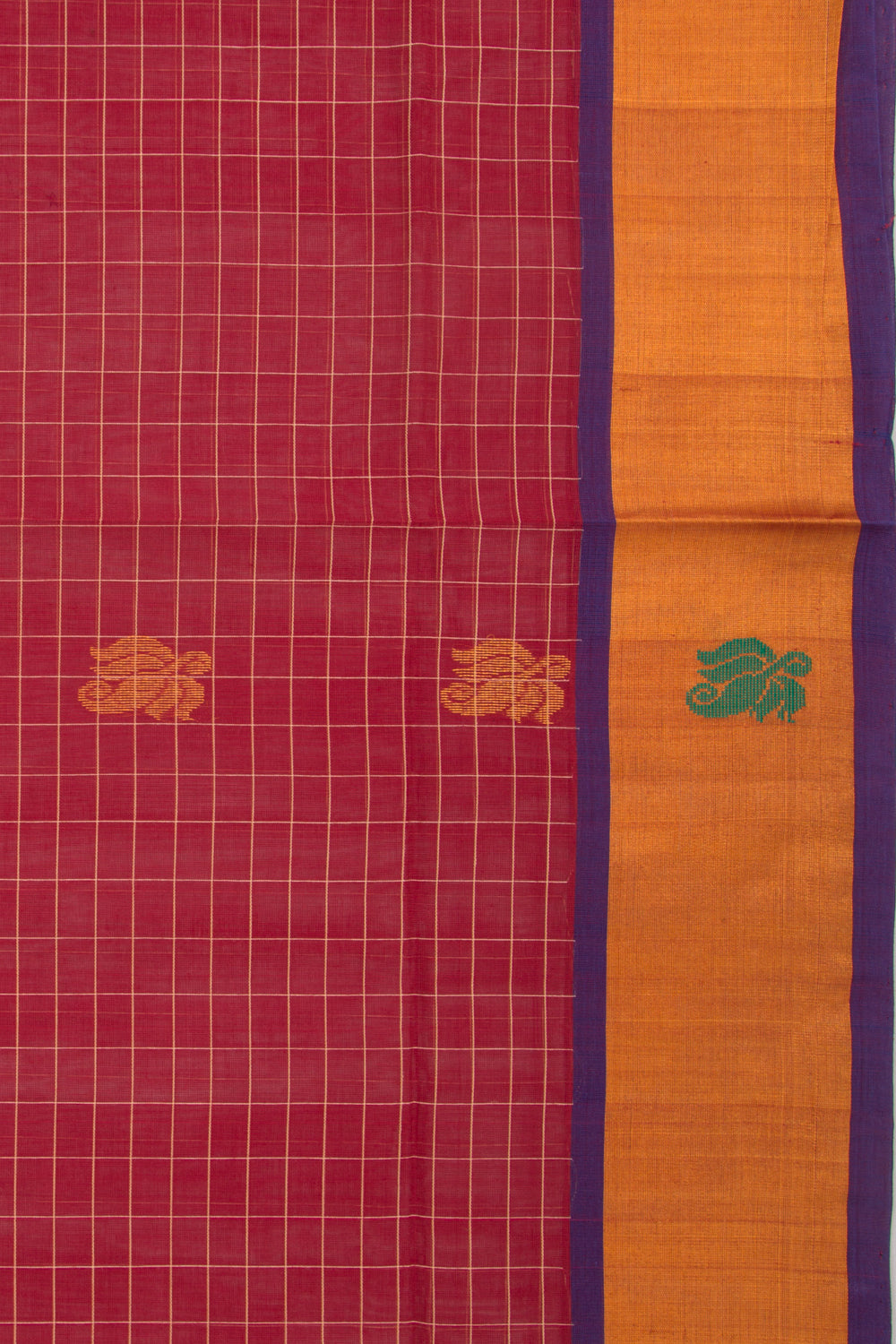 Chettinad Cotton Checks And Butta Maroon Saree