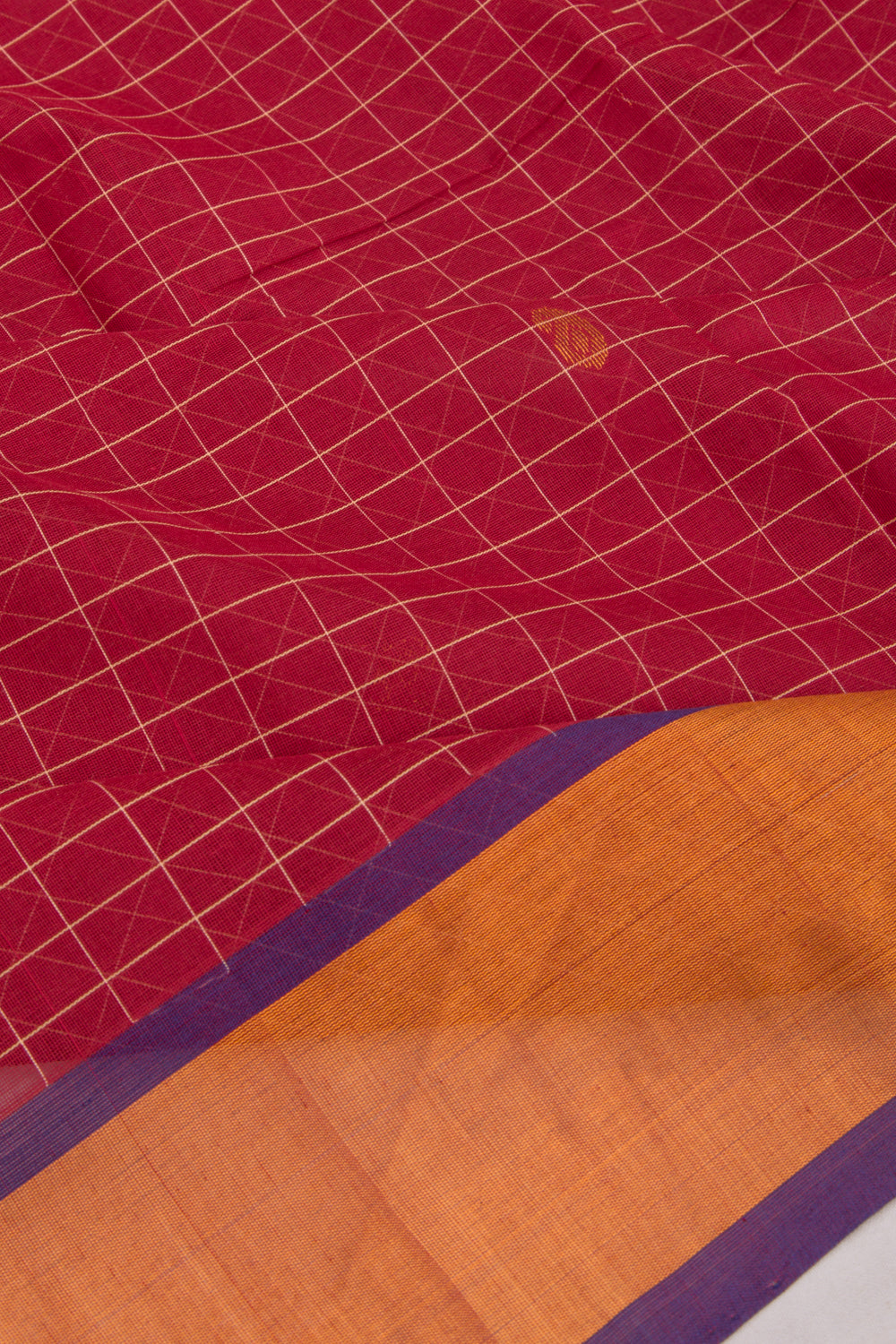 Chettinad Cotton Checks And Butta Maroon Saree