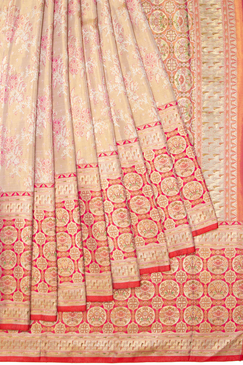 Kanchipuram Silk Tissue Brocade Gold Saree