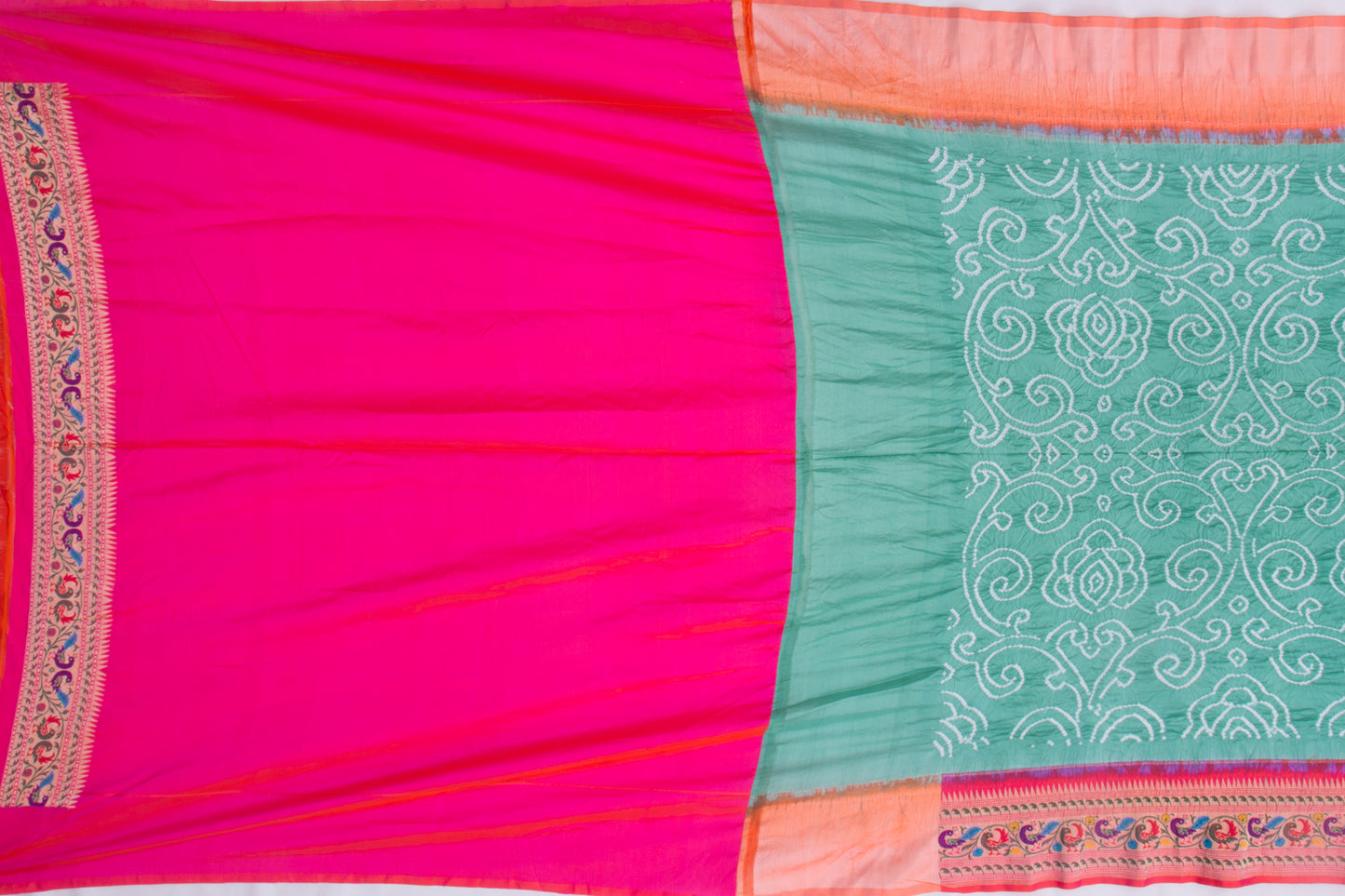 Banarasi Georgette Bandhani Sea Green Saree