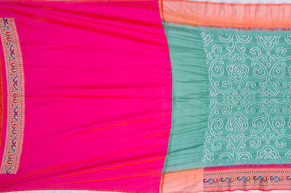 Banarasi Georgette Bandhani Sea Green Saree