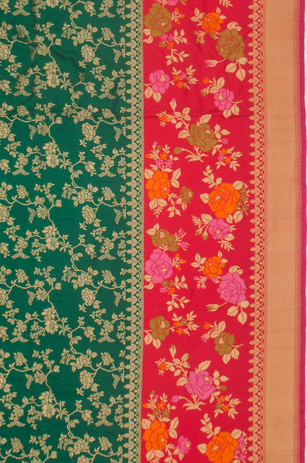 Banarasi Silk Kadwa Jaal Green Saree