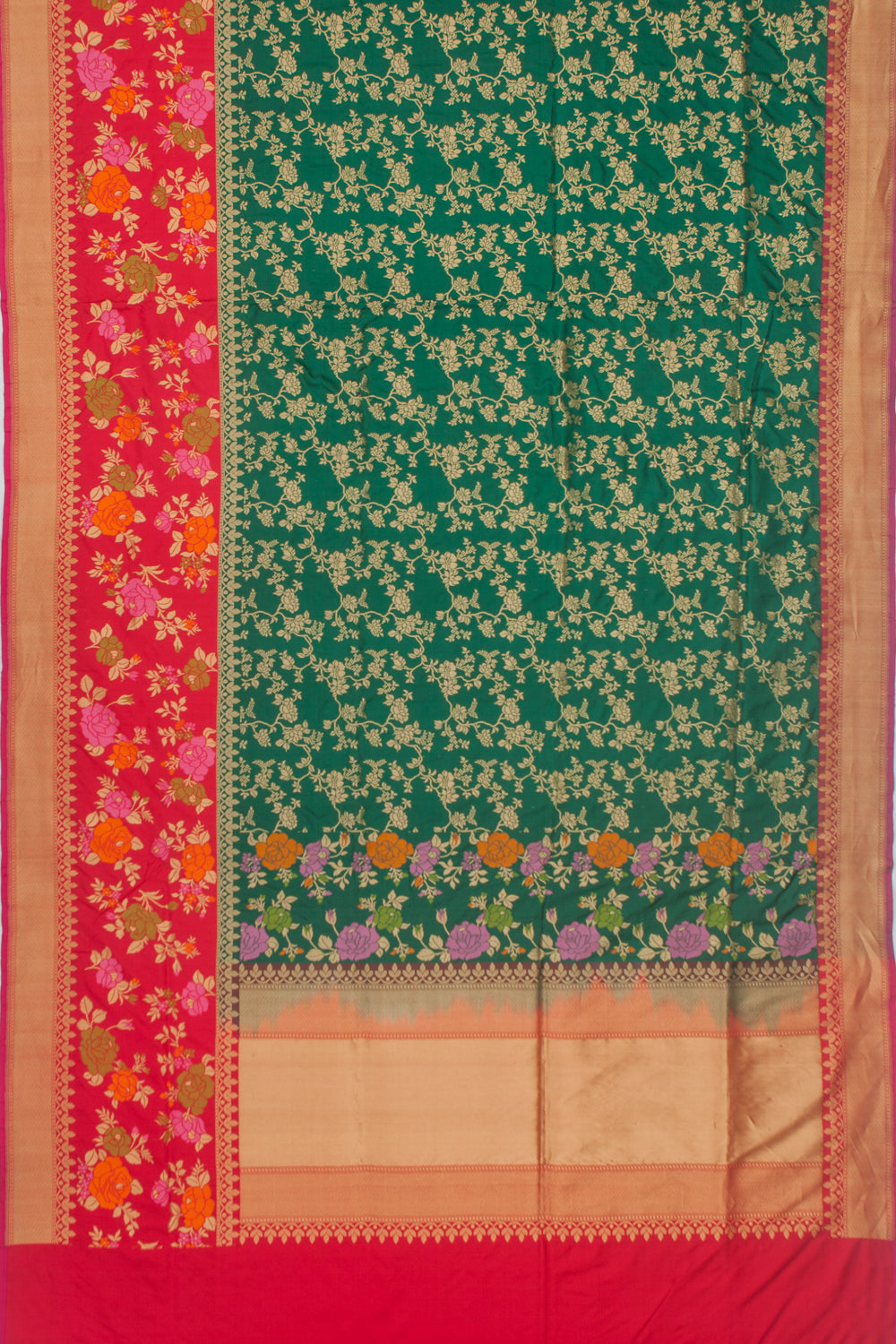Banarasi Silk Kadwa Jaal Green Saree
