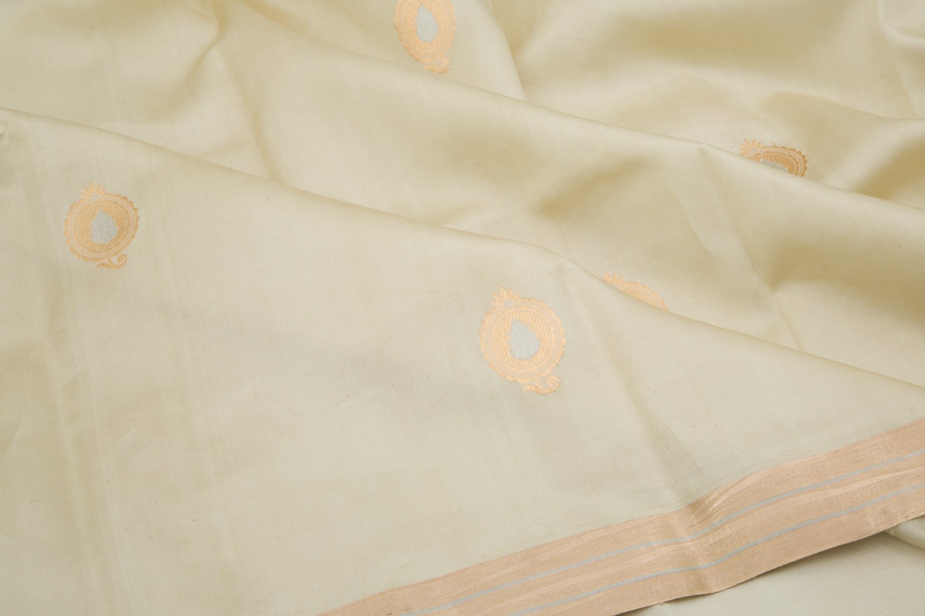Banarasi Silk Butta Cream Saree