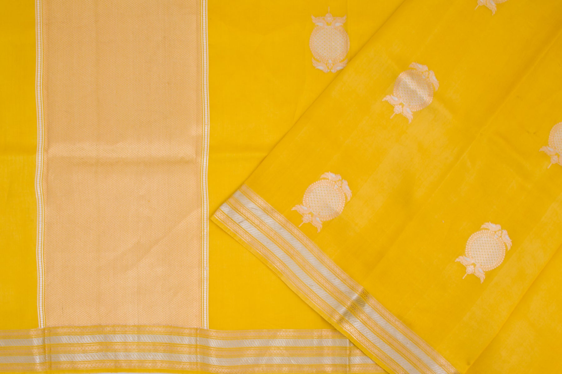 Banarasi Silk Butta Yellow Saree