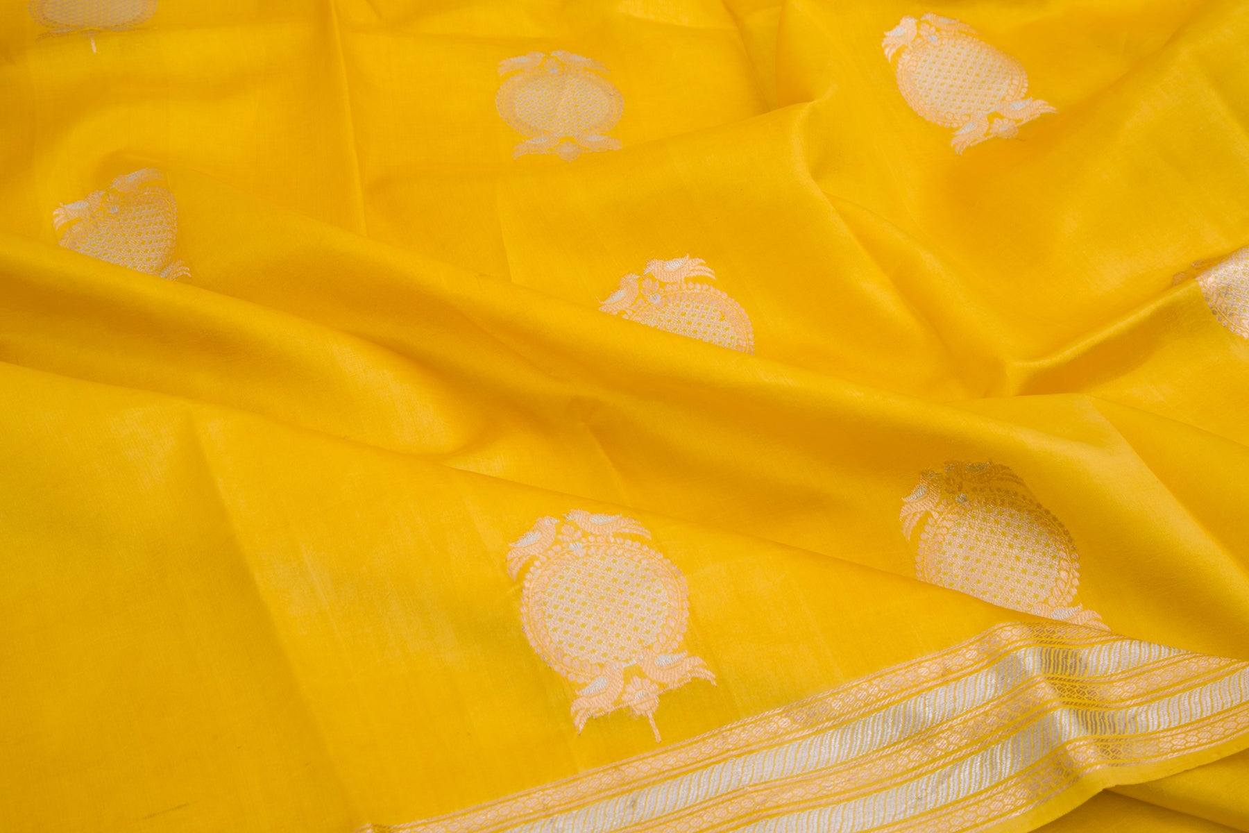 Banarasi Silk Butta Yellow Saree