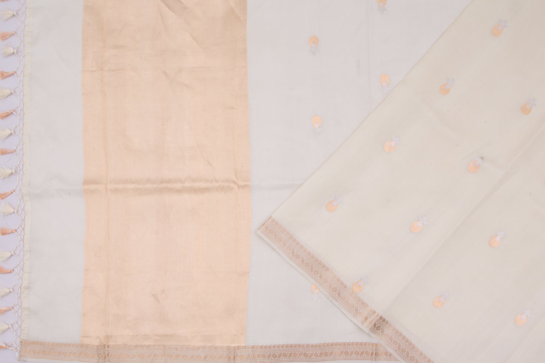 Banarasi Silk Butta Cream Saree