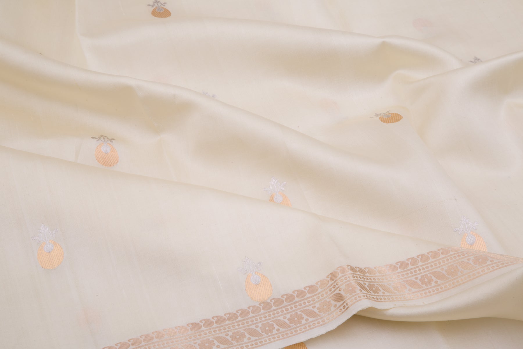 Banarasi Silk Butta Cream Saree