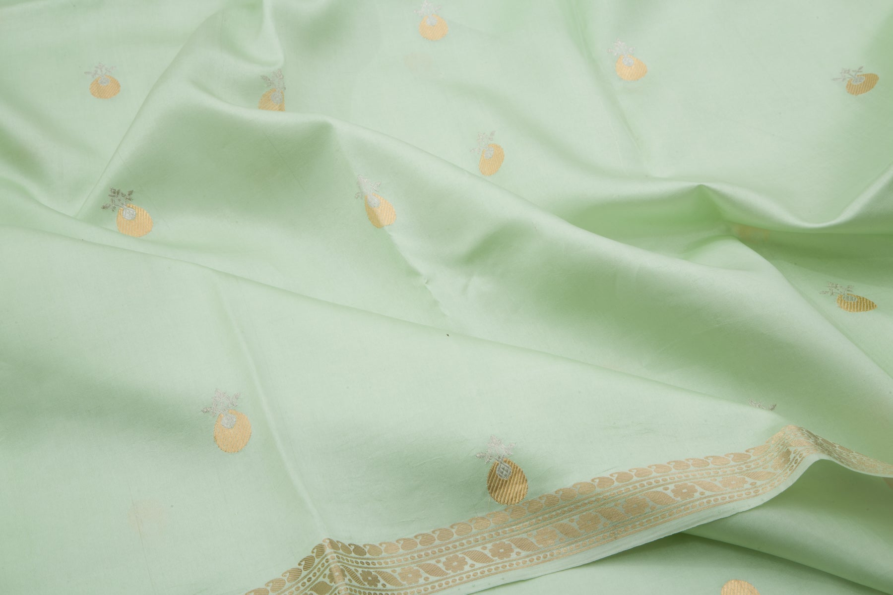 Banarasi Silk Butta Pastel Green Saree