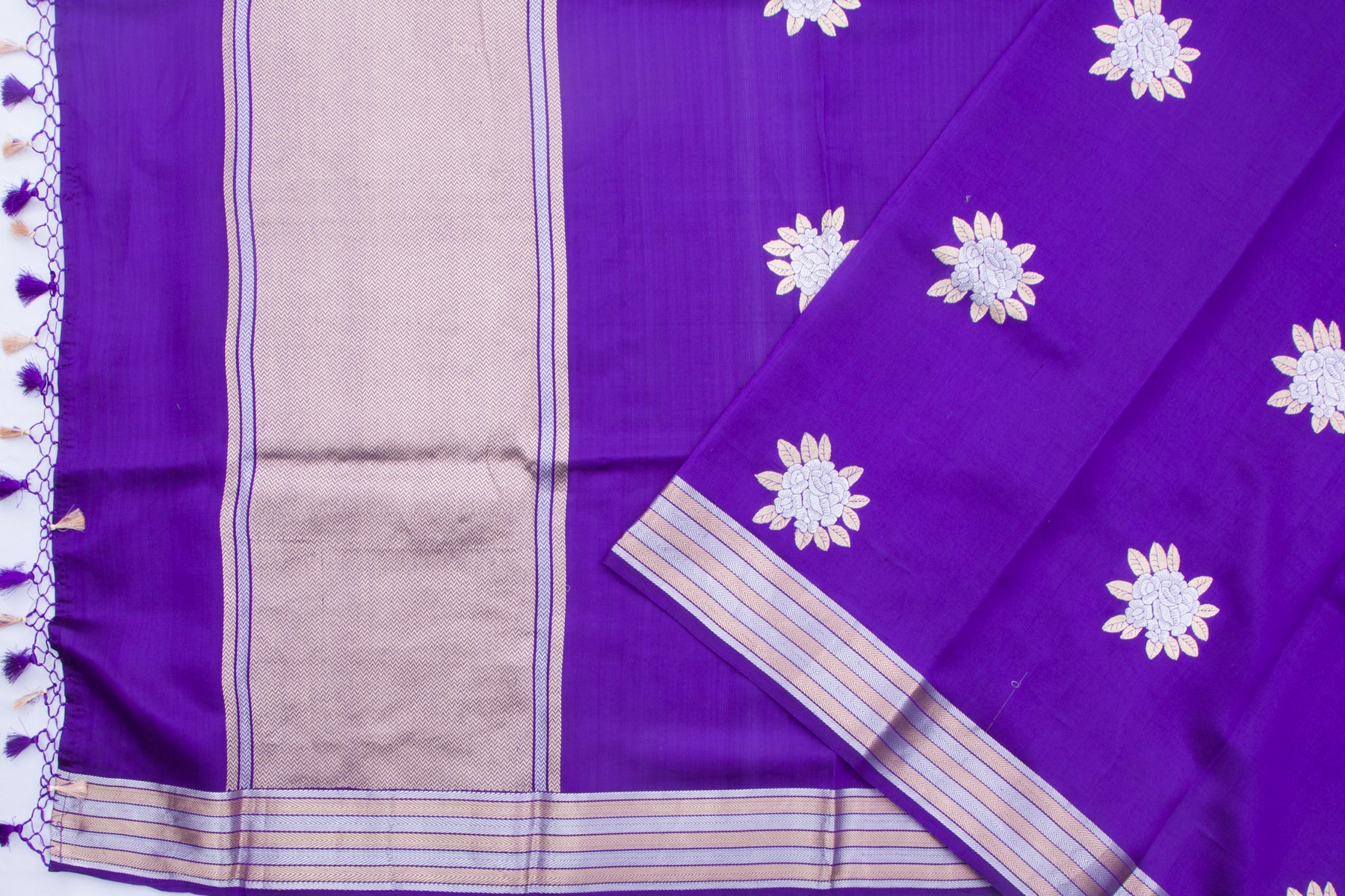 Banarasi Silk Butta Violet Saree
