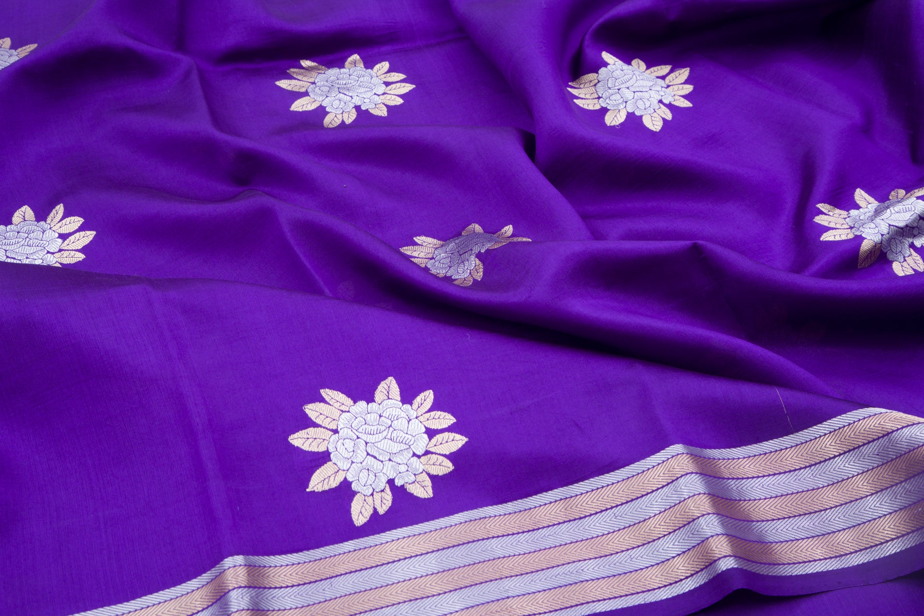 Banarasi Silk Butta Violet Saree