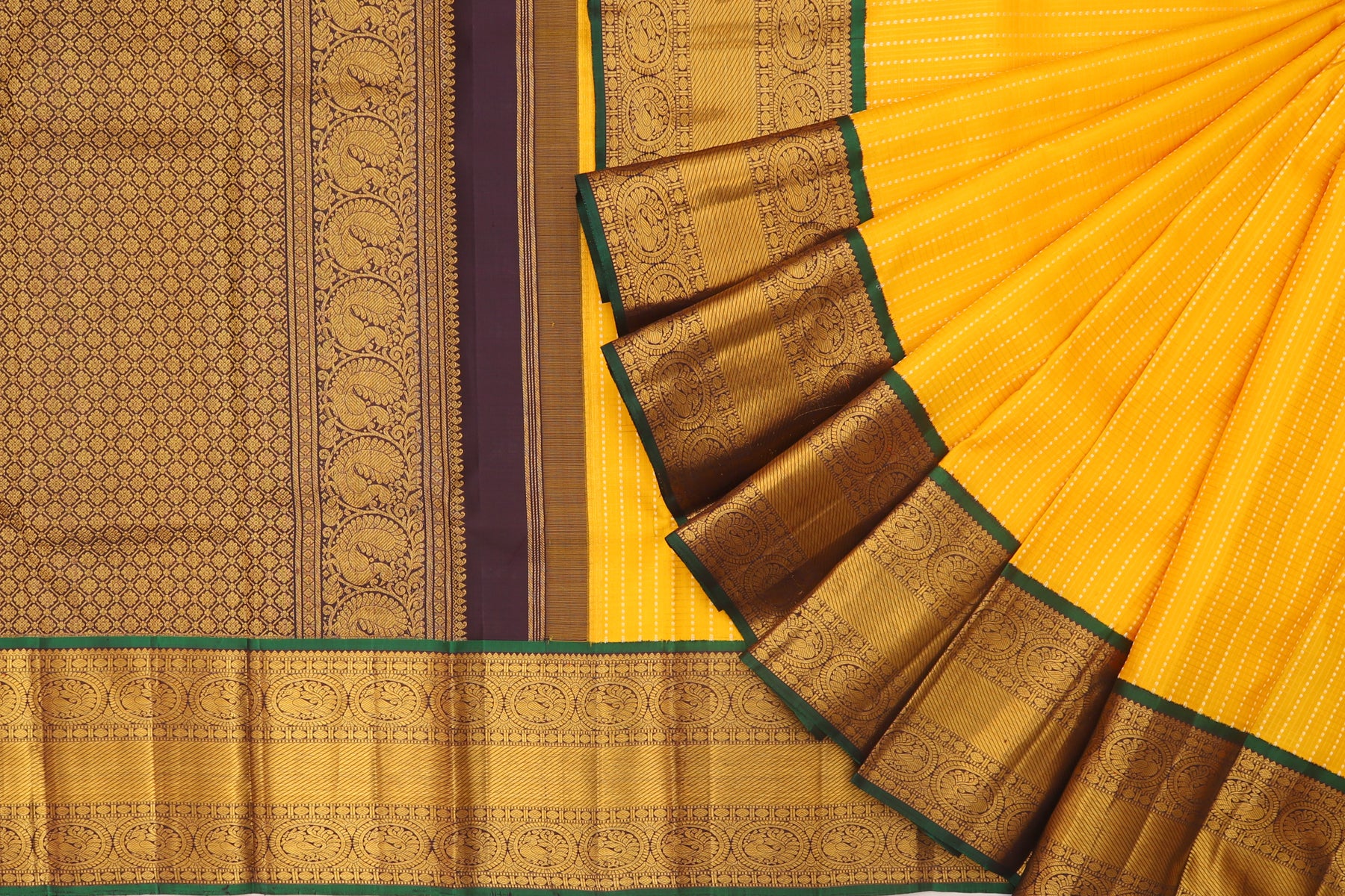 Kanchipuram Silk Brocade Yellow Saree