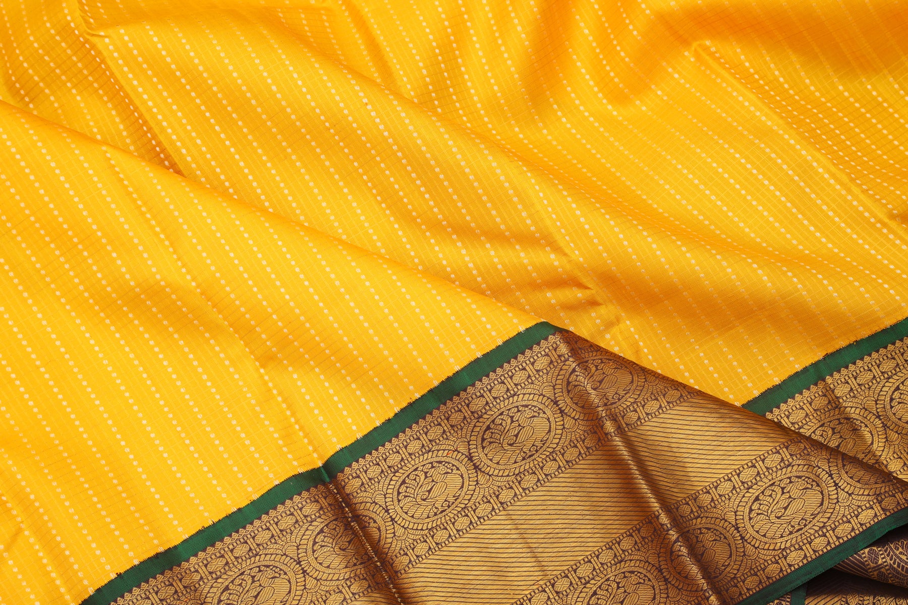 Kanchipuram Silk Brocade Yellow Saree