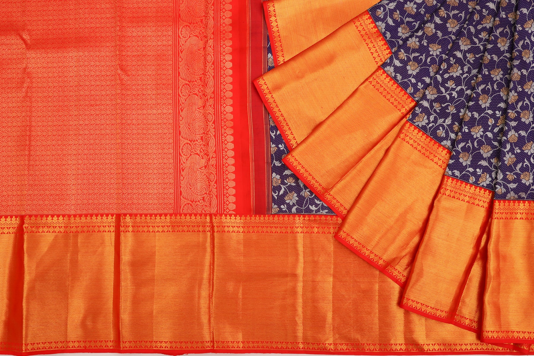 Kanchipuram Silk Jaal Blue Saree