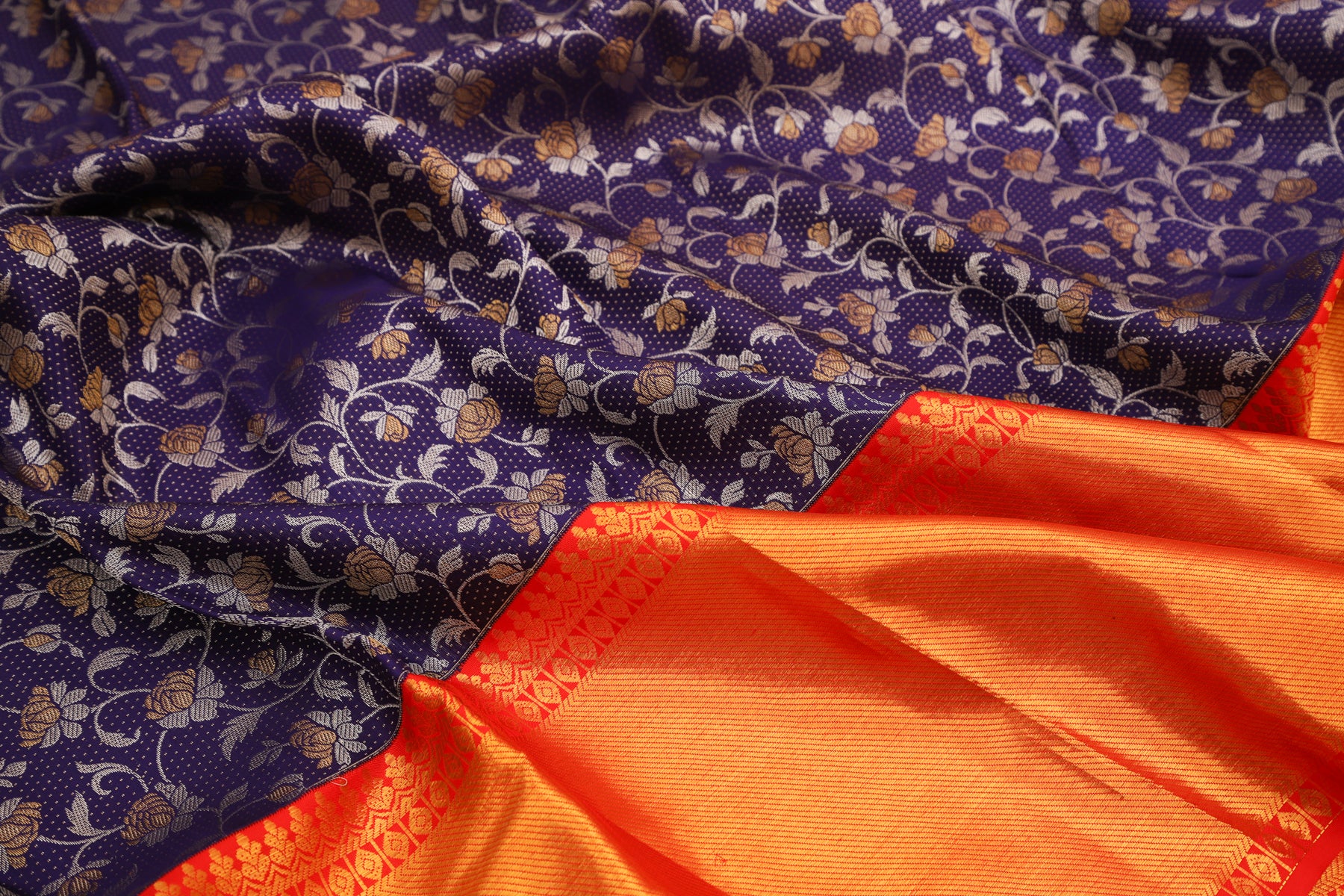 Kanchipuram Silk Jaal Blue Saree