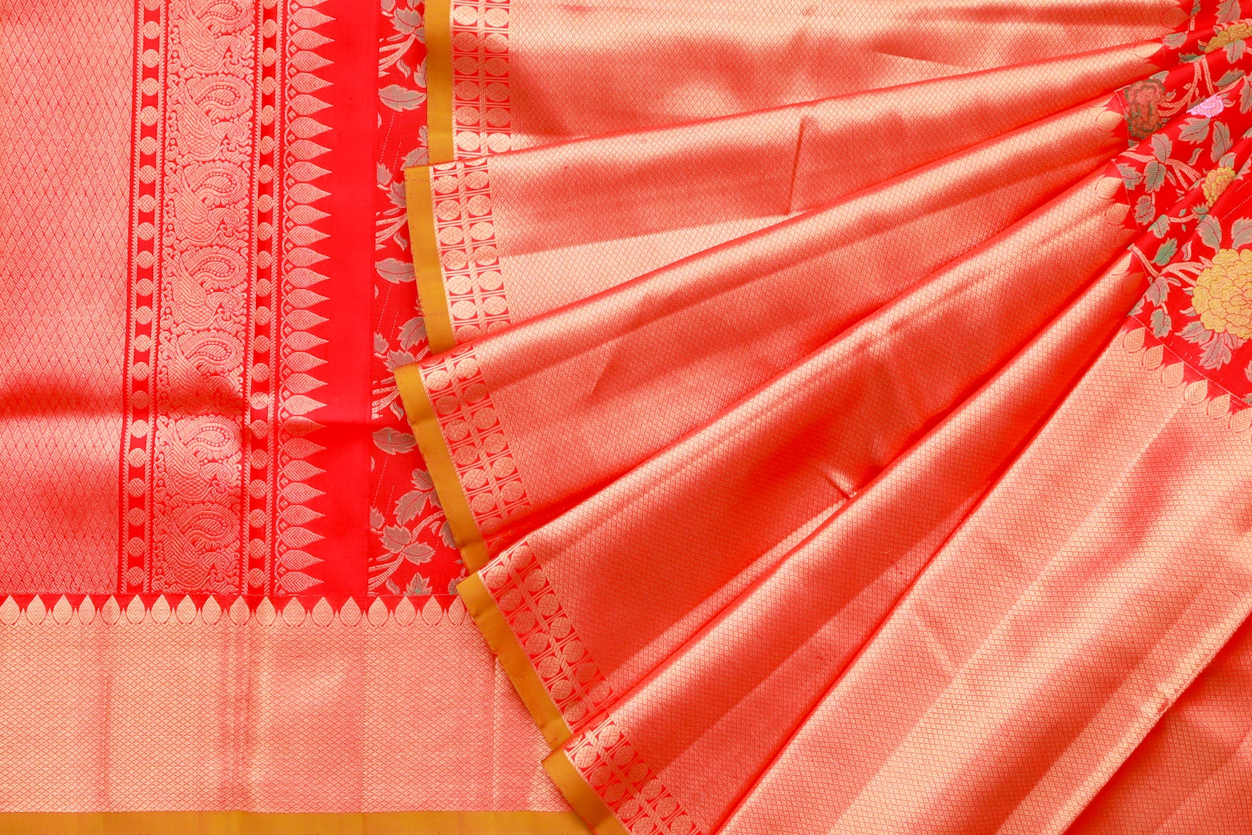 Kanchipuram Silk Jaal Red Saree