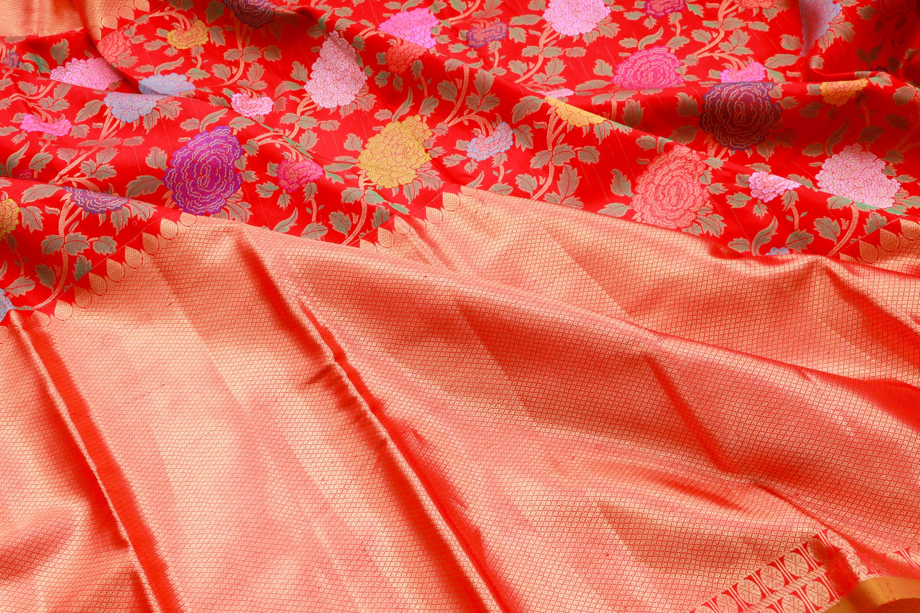 Kanchipuram Silk Jaal Red Saree
