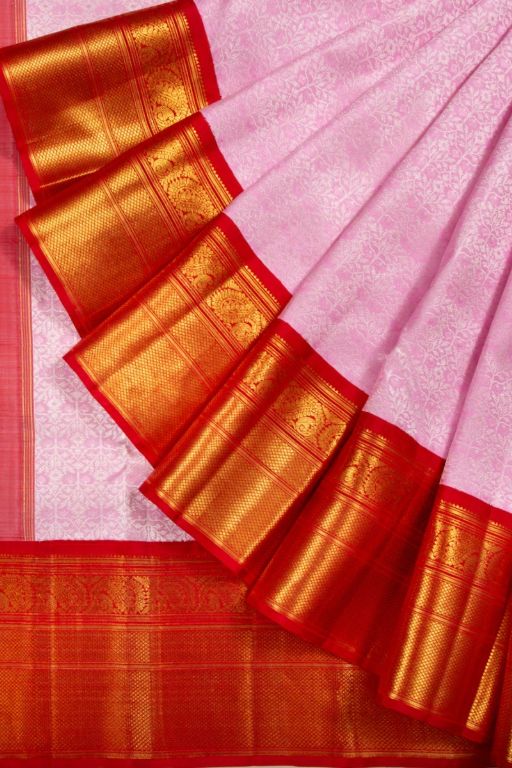 Kanchipuram Silk Brocade Pink Saree