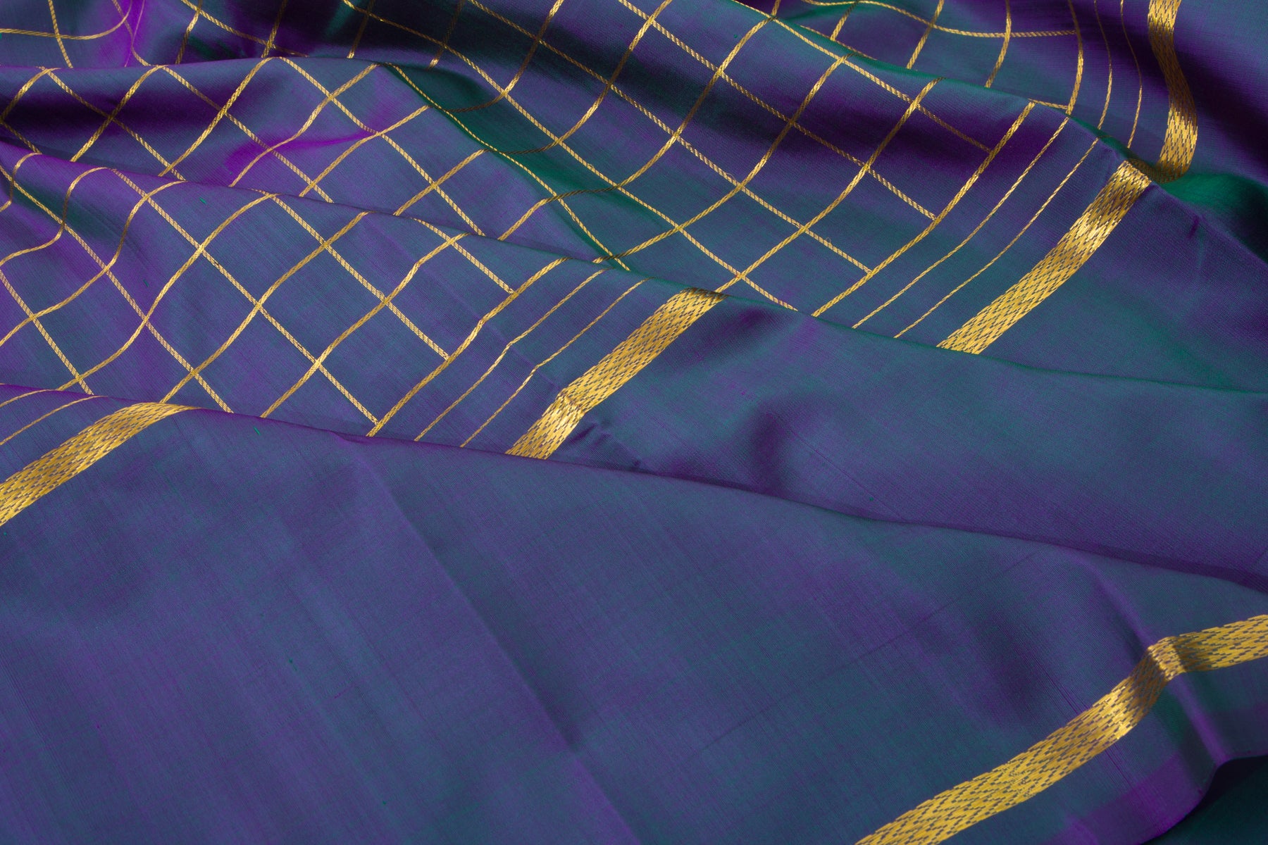 Kanchipuram Silk Checks Blue Saree