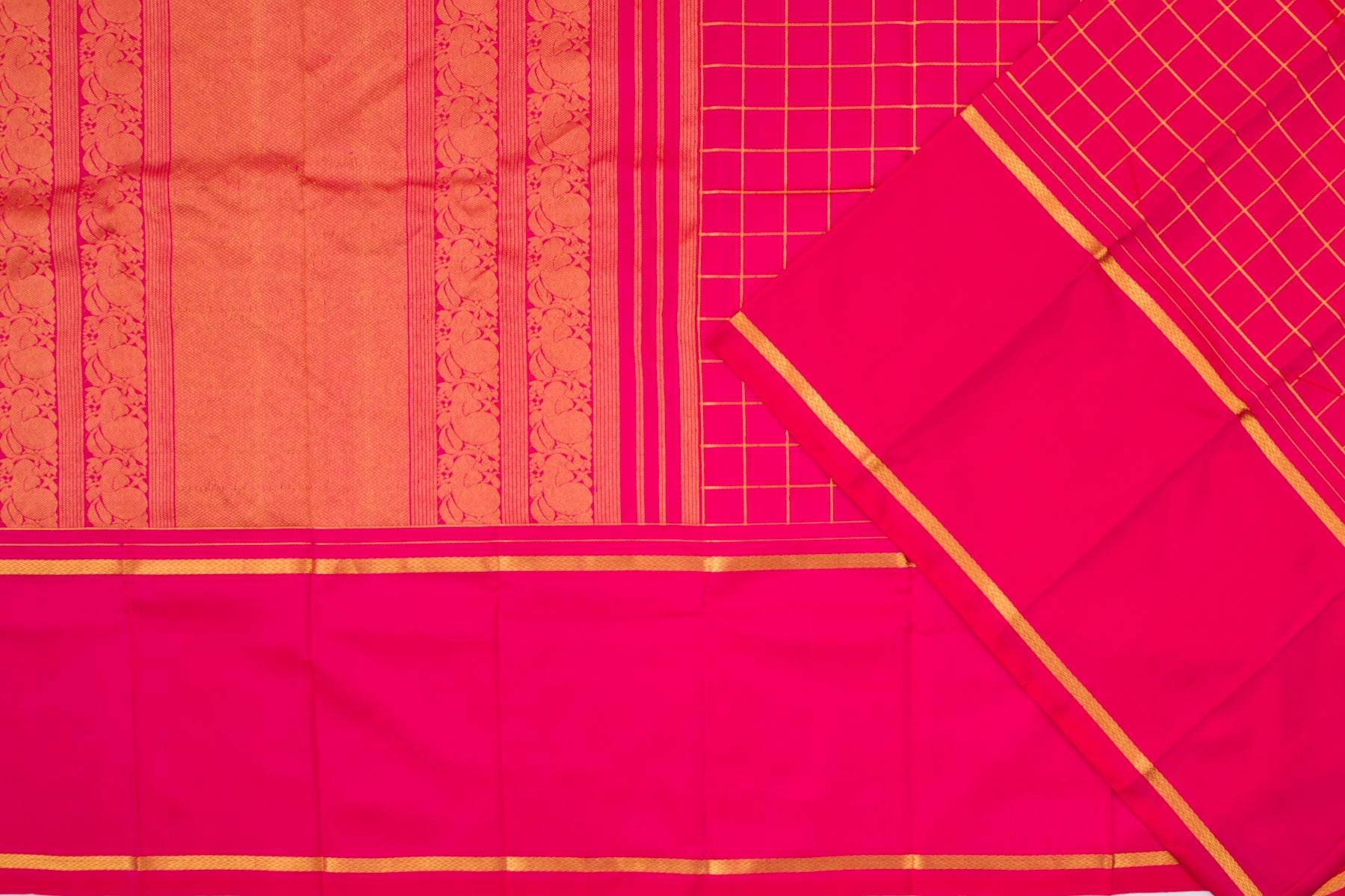 Kanchipuram Silk Checks Pink Saree