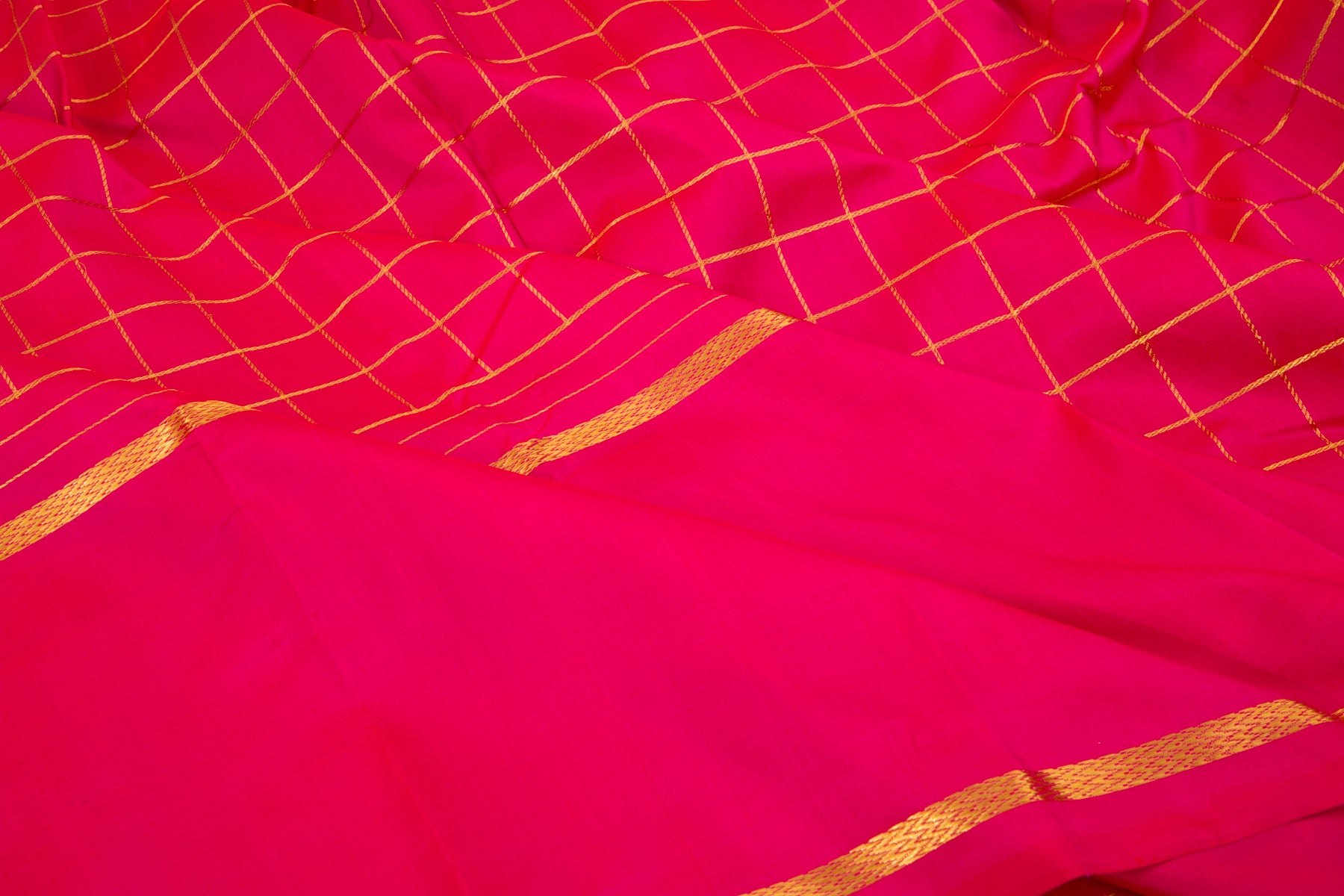 Kanchipuram Silk Checks Pink Saree