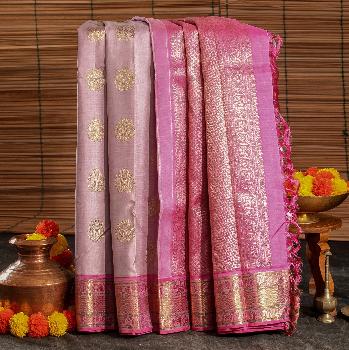 Kanchipuram Silk Butta Lavender Saree