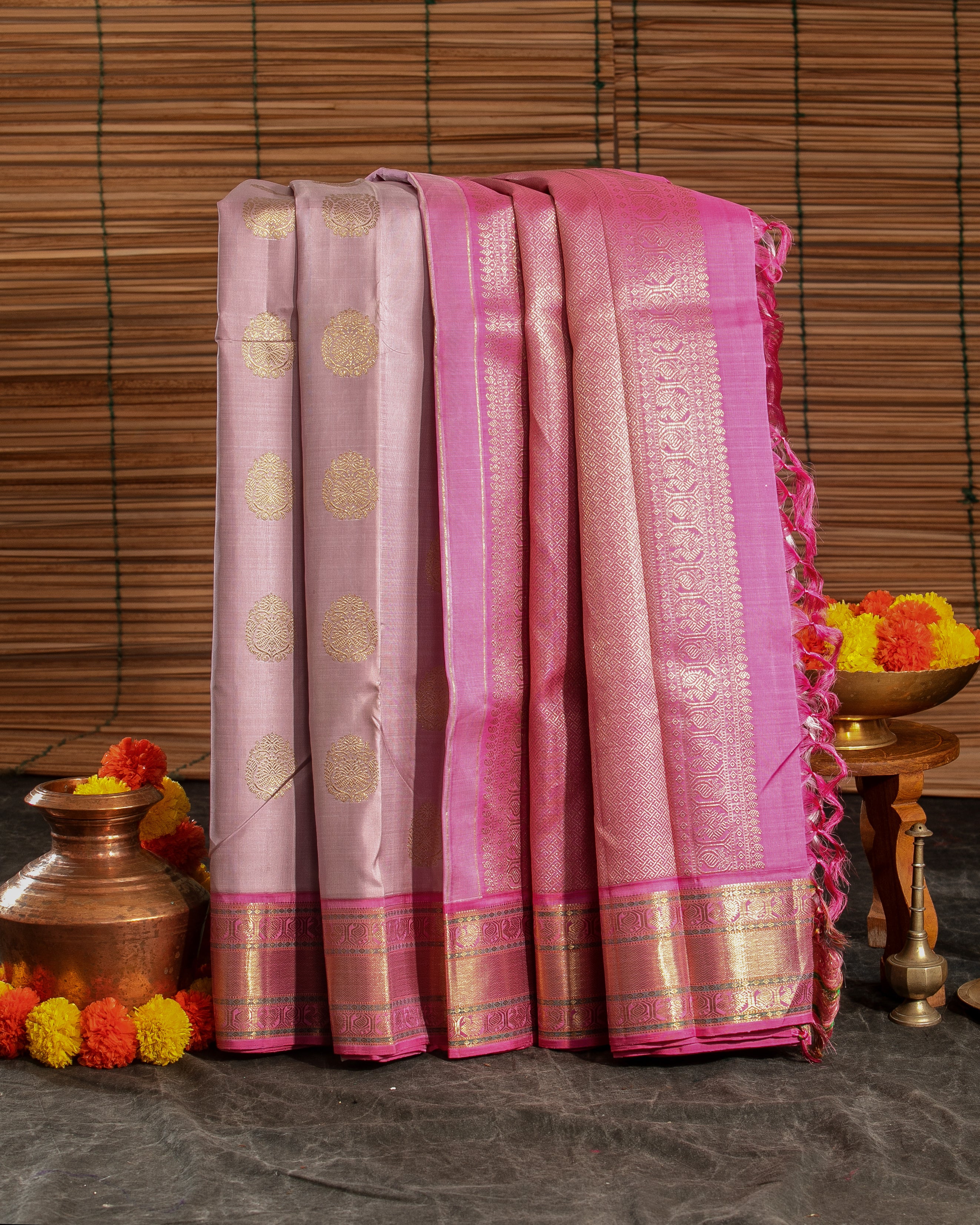 Kanchipuram Silk Butta Lavender Saree