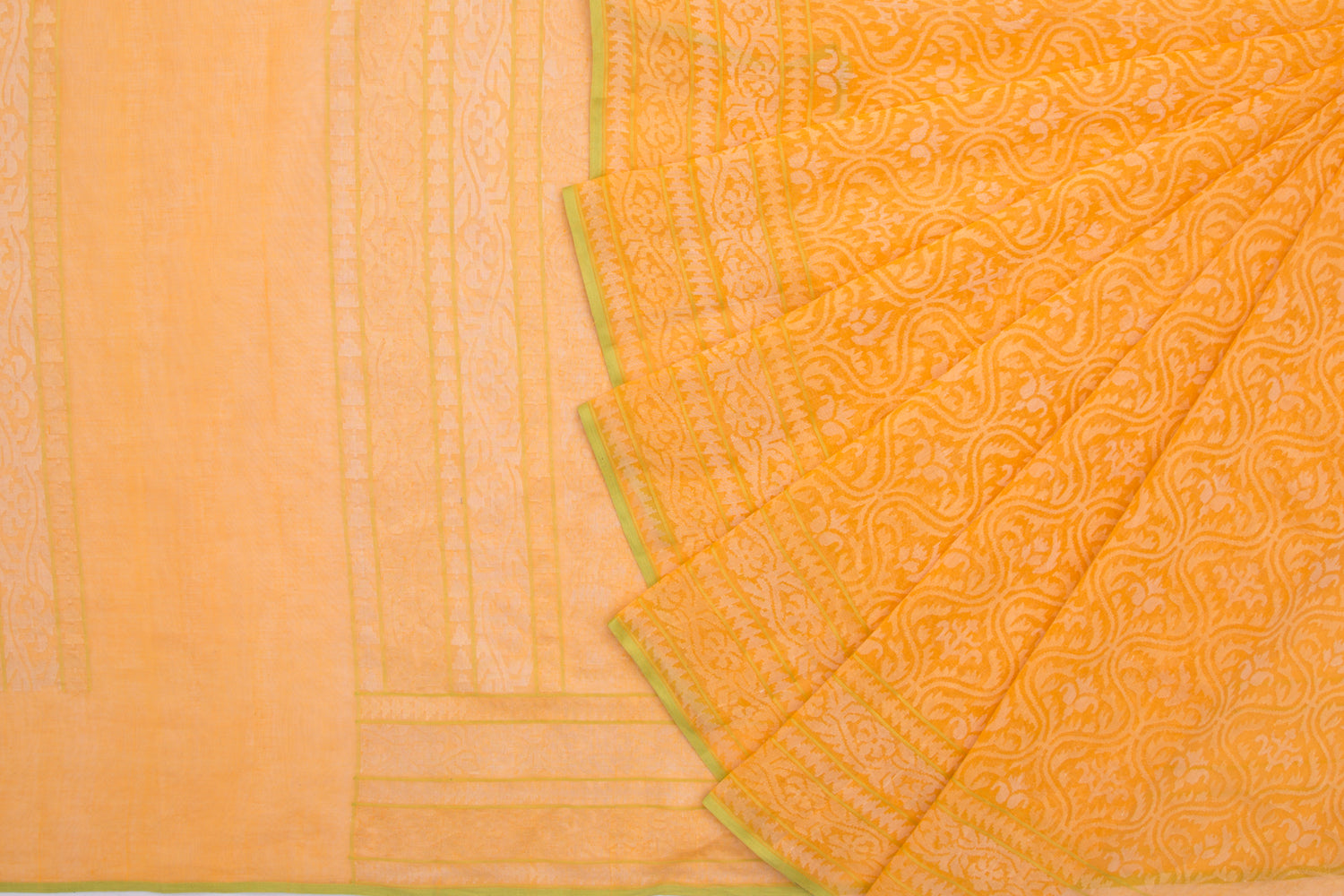 Banarasi Cotton Jamdani Jaal Peethambari Yellow Saree/5133351_2.jpg