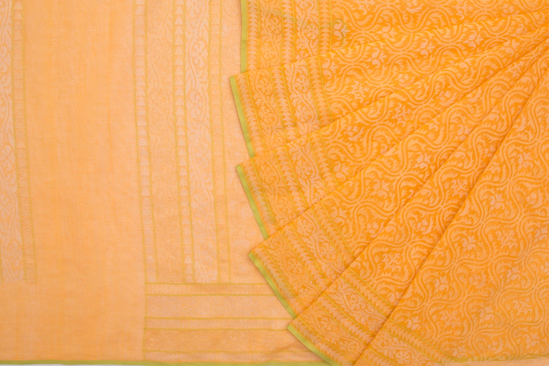 Banarasi Cotton Jamdani Jaal Peethambari Yellow Saree/5133351_2.jpg