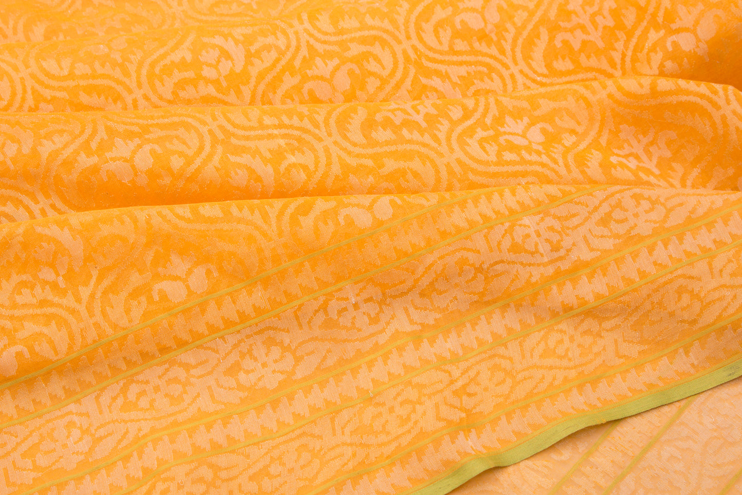 Banarasi Cotton Jamdani Jaal Peethambari Yellow Saree