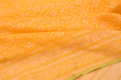 Banarasi Cotton Jamdani Jaal Peethambari Yellow Saree