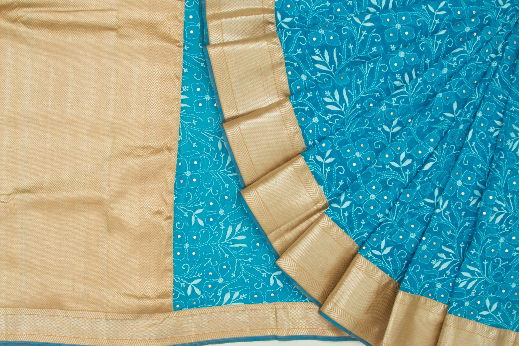 Lucknow Chikankari Georgette Blue Saree
