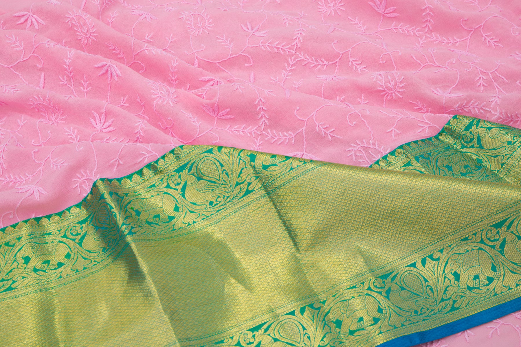 Kanchipuram Silk Tissue Brocade Gold Saree
