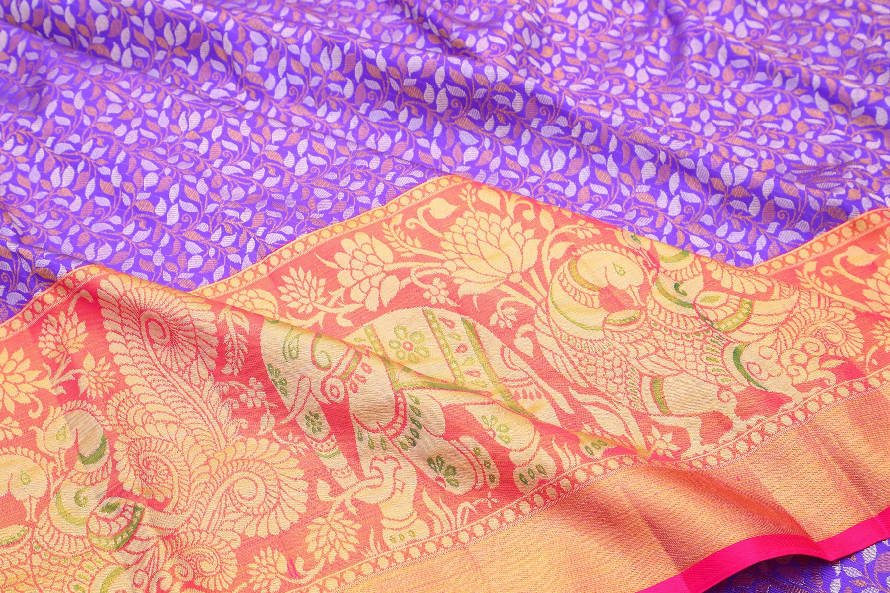 Kanchipuram Silk Brocade Violet Saree