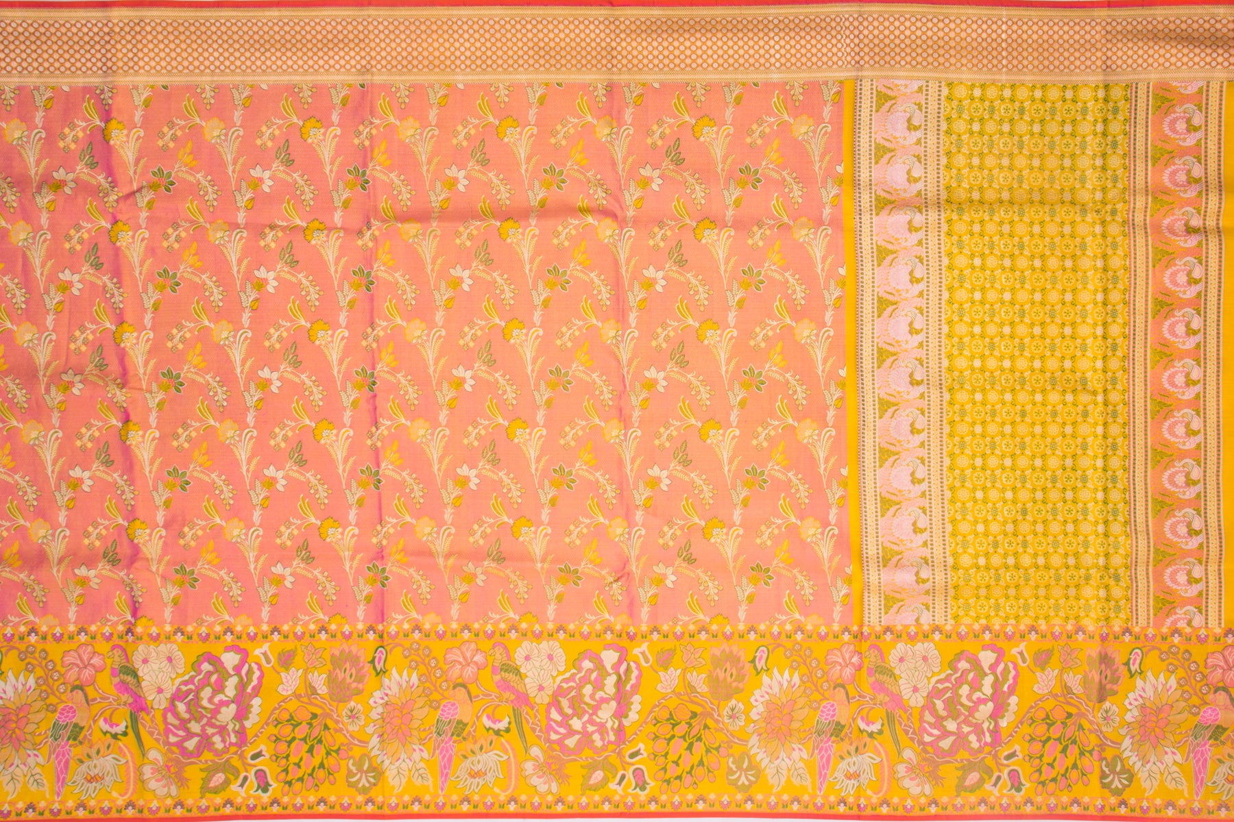 Kanchipuram silk tussue brocade pink saree