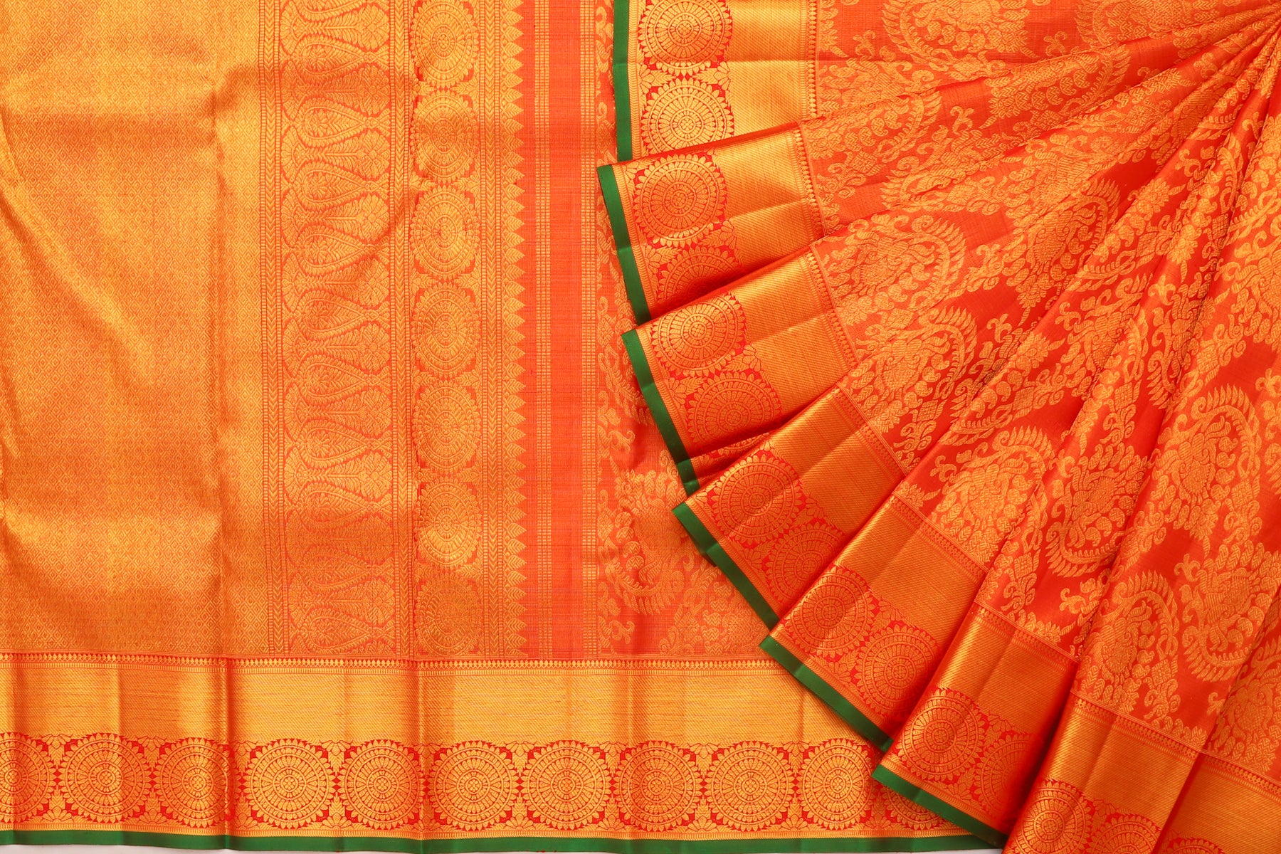 Kanchipuram Silk Tissue Brocade Red Saree