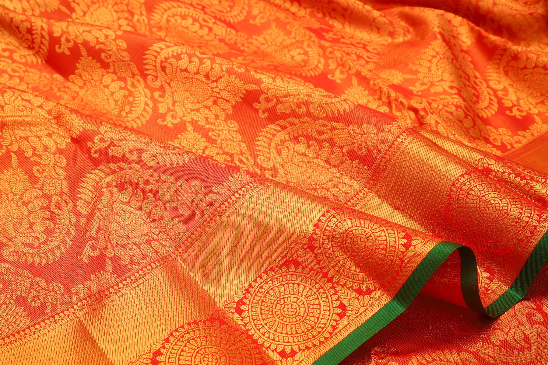 Kanchipuram Silk Tissue Brocade Red Saree