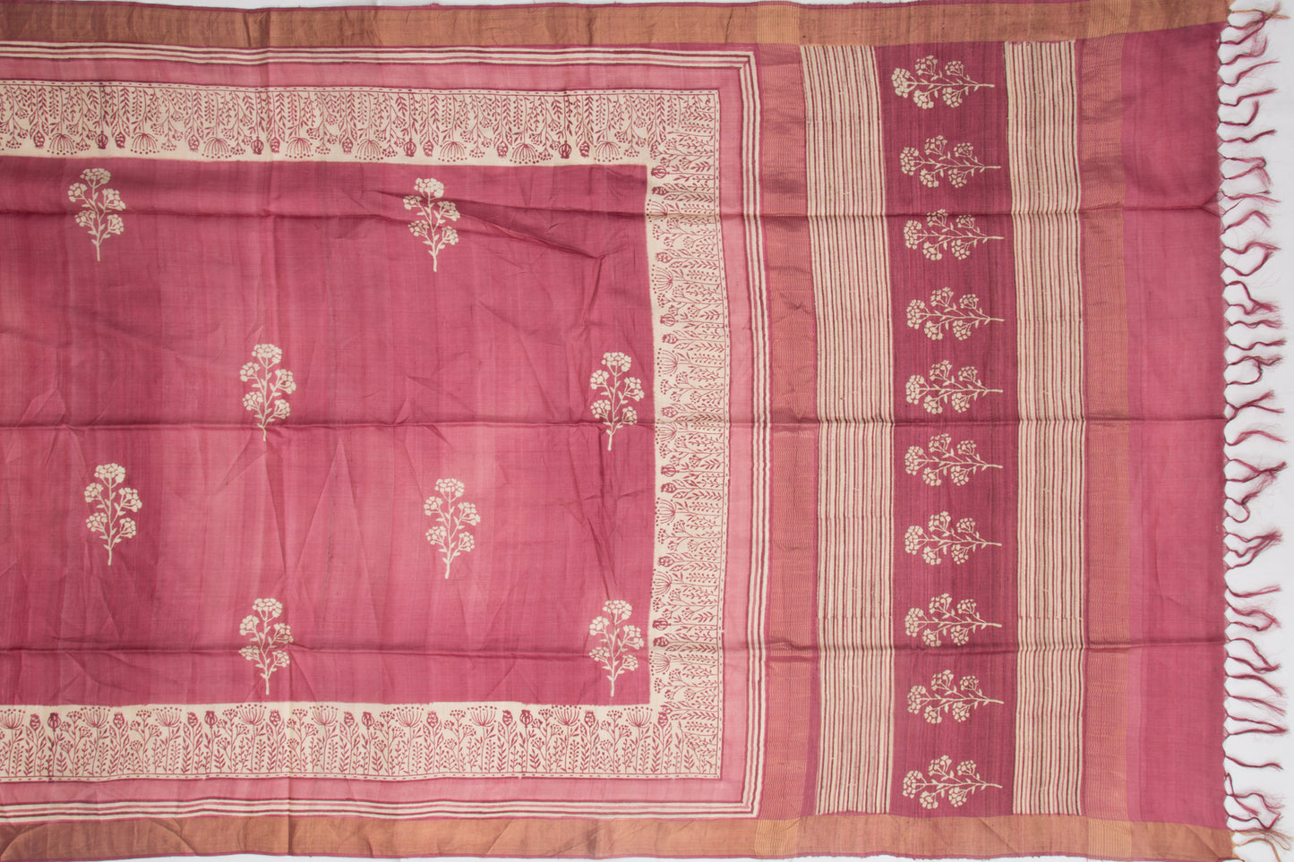 Tussar Batik Printed Butta Purple Saree
