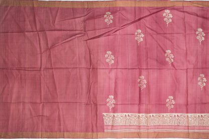 Tussar Batik Printed Butta Purple Saree
