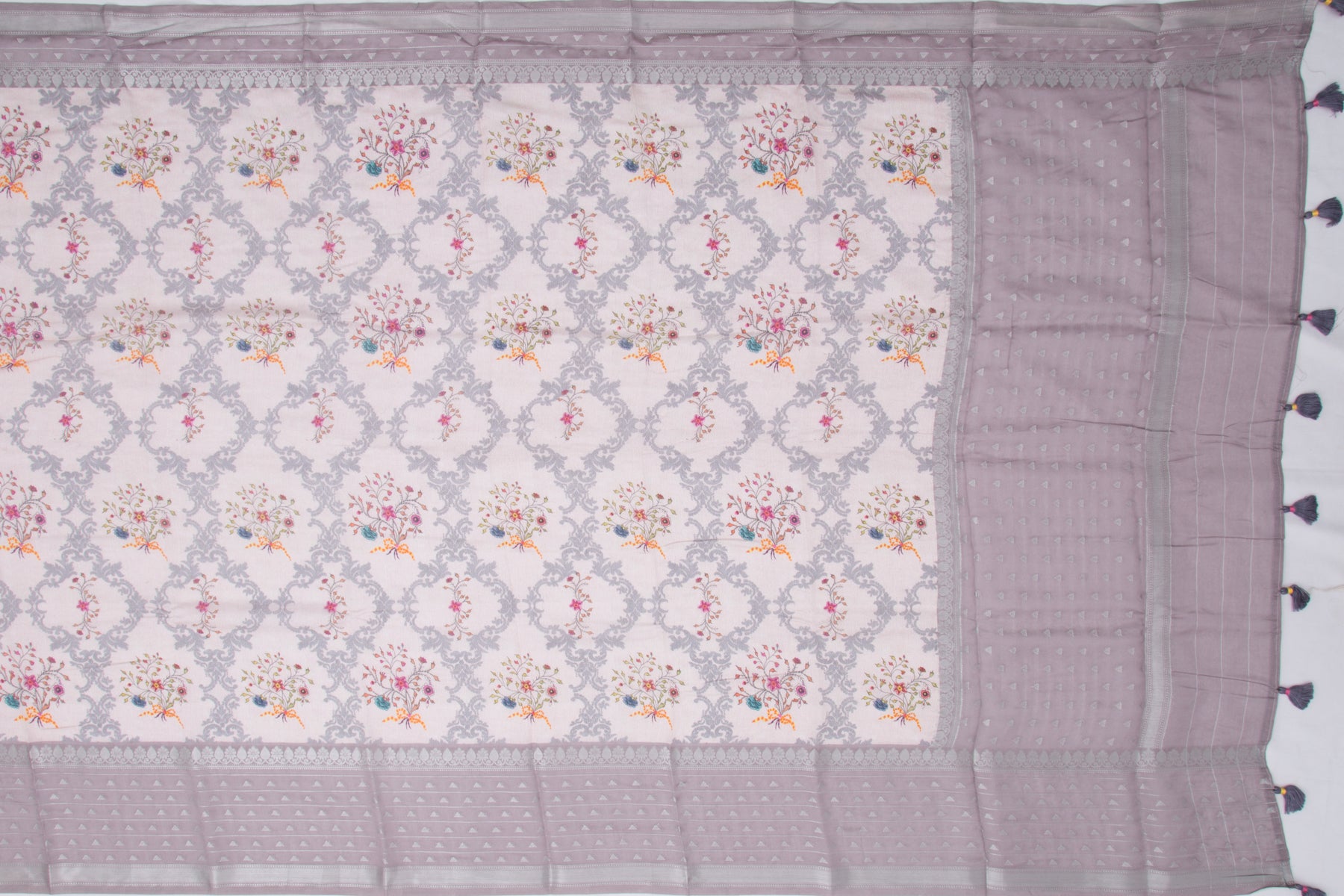 Chanderi Silk Floral Printed Pastel Pink Saree