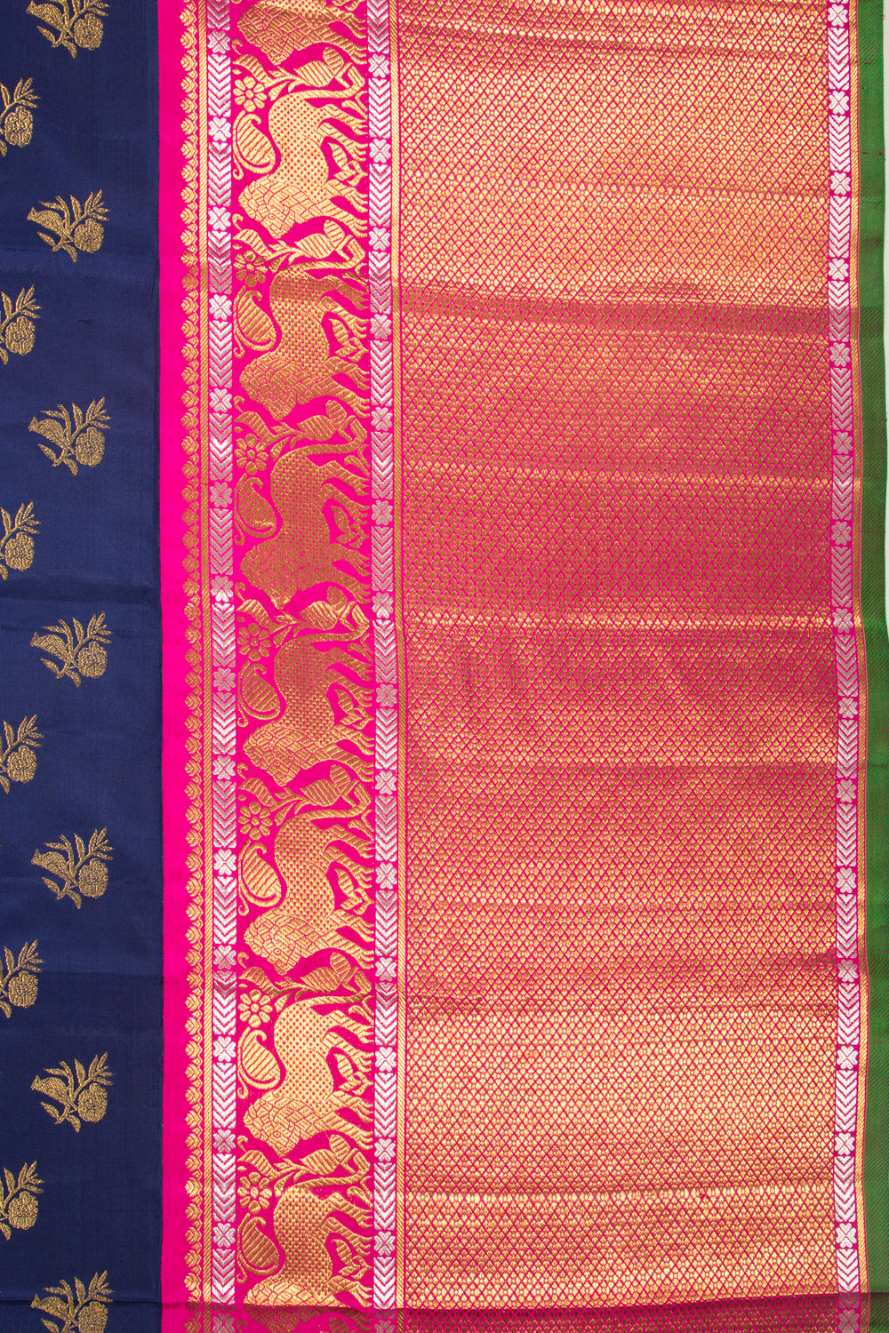 Kanchipuram Silk Butta Dark Blue Saree